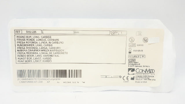 ConMed 5092-226 Round Bur Long Carbide 3mm