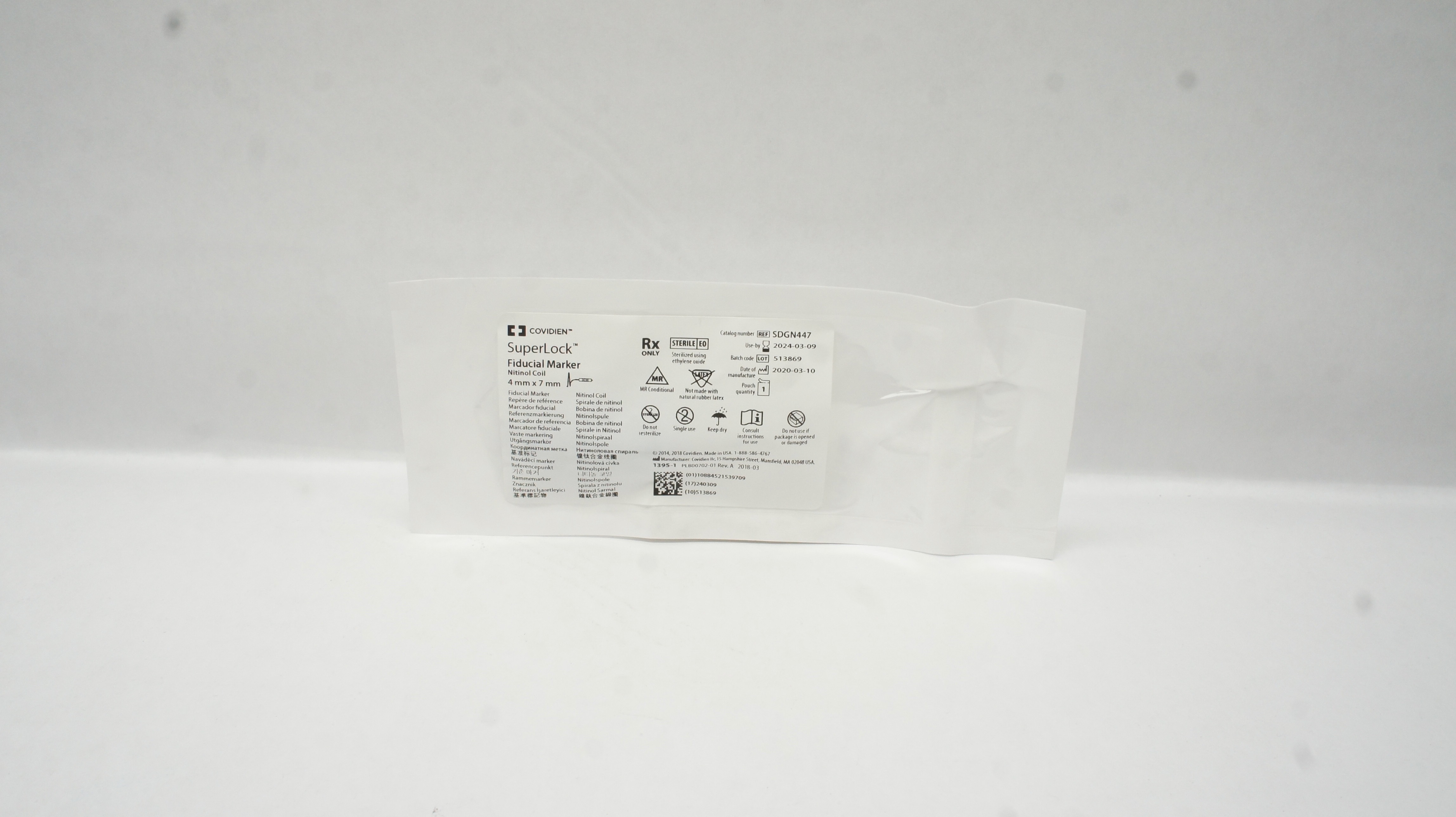 Covidien SDGN447 SuperLock Fiducial Marker Nitinol Coil 4mm x 7mm