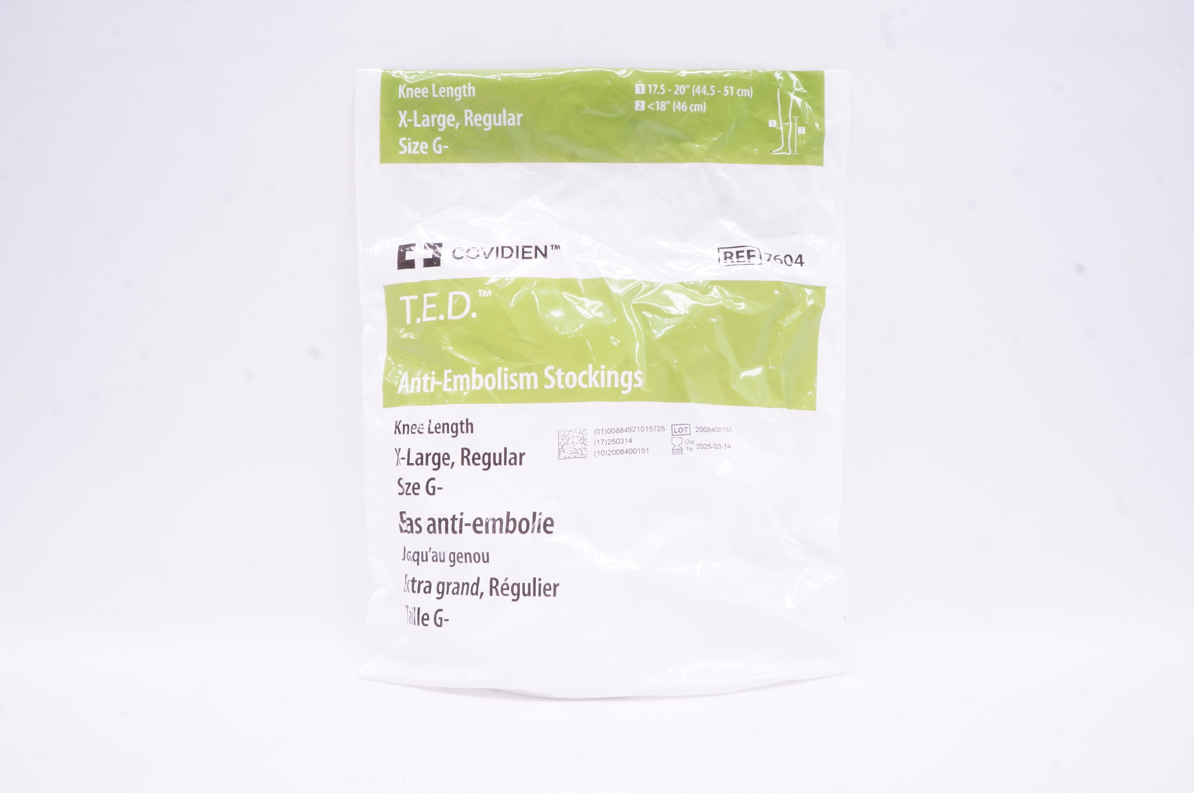 Covidien 7604 T.E.D. Anti-Embolism Stockings XL Regular 17.5-20inch <18inch