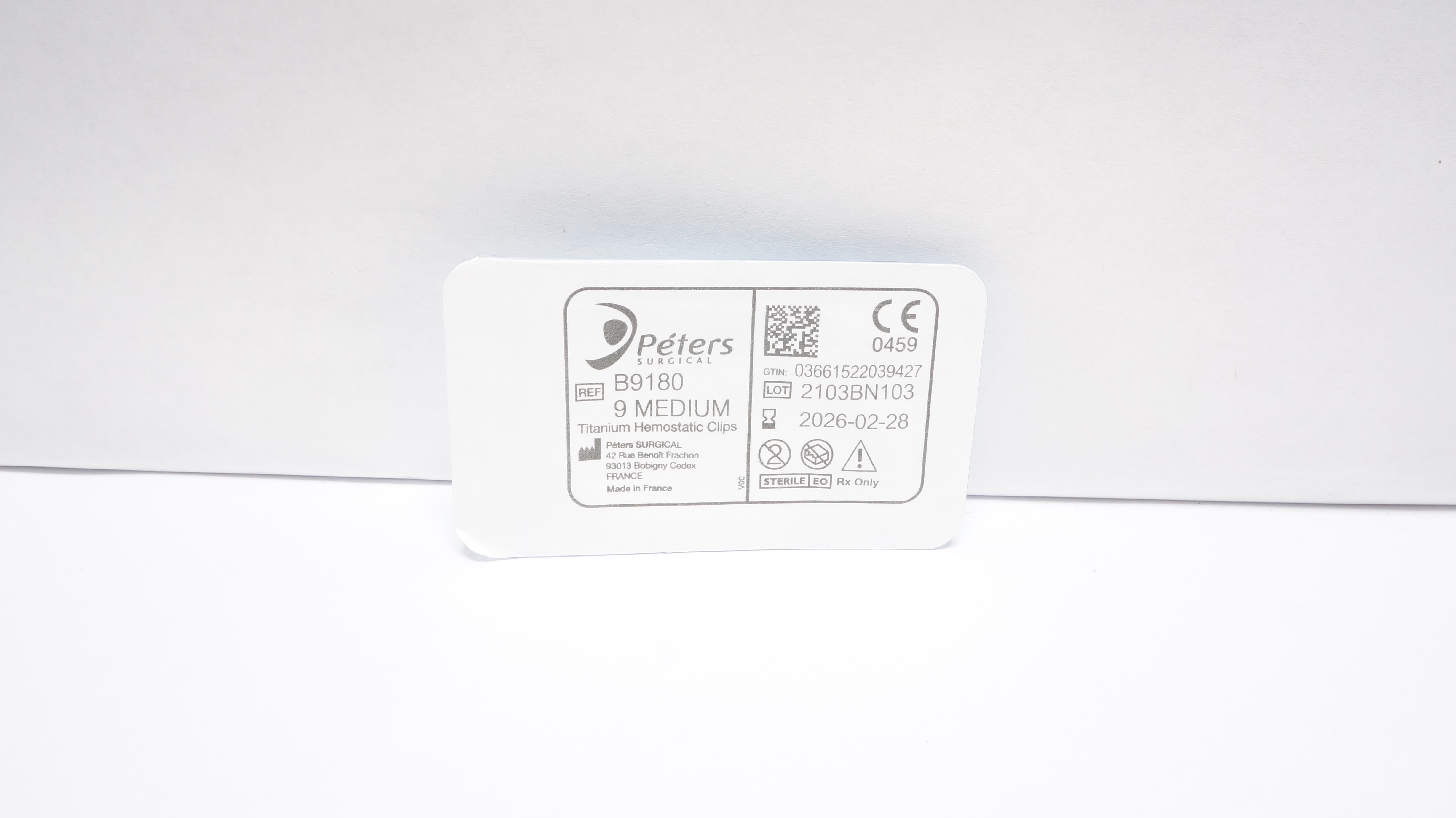 Peters Surgical B9180 9 Medium Titanium Hemostatic Clips