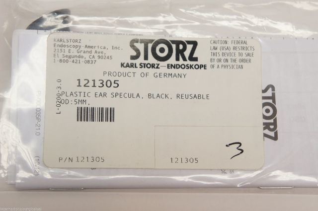 Karl Storz 121305 Plastic Ear Specula Black Reusable 5mm