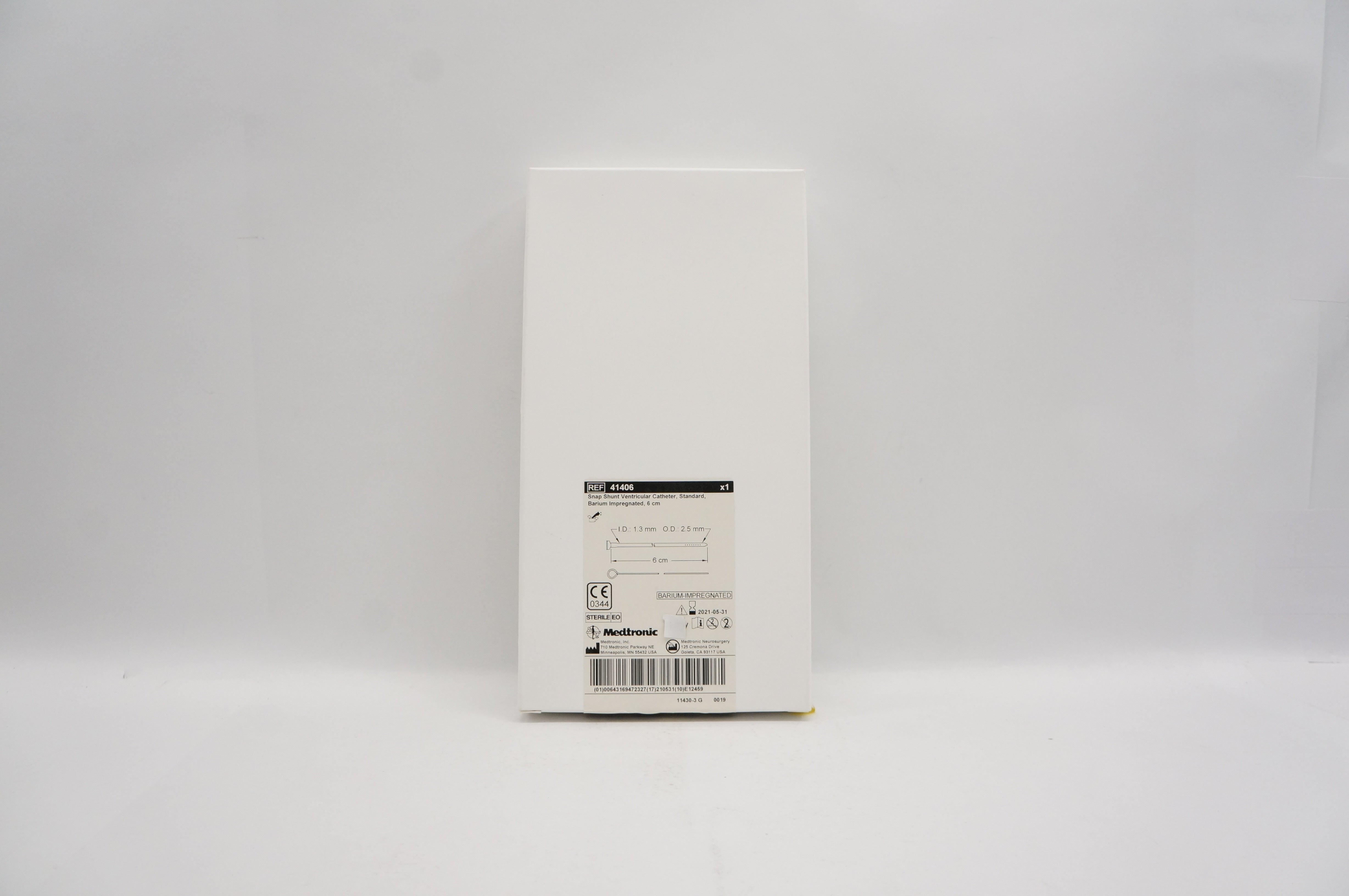 Medtronic 41406 Snap Shunt Ventricular Cath., 6 cm x 1.3 mm ID x 2.5 mm OD (x)