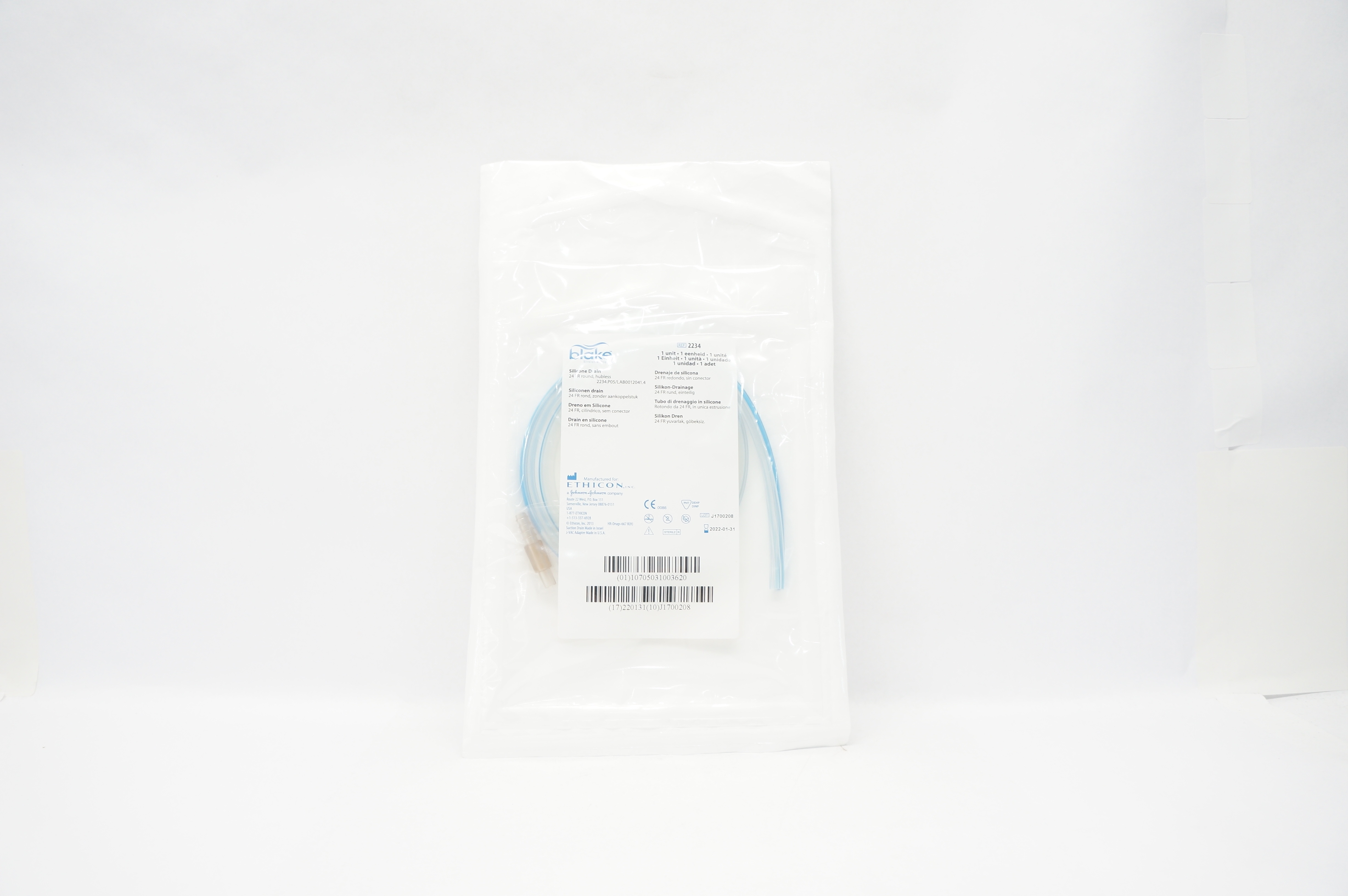 Ethicon 2234 Blake Silicone Drain,  Round, Hubless 24FR (x)