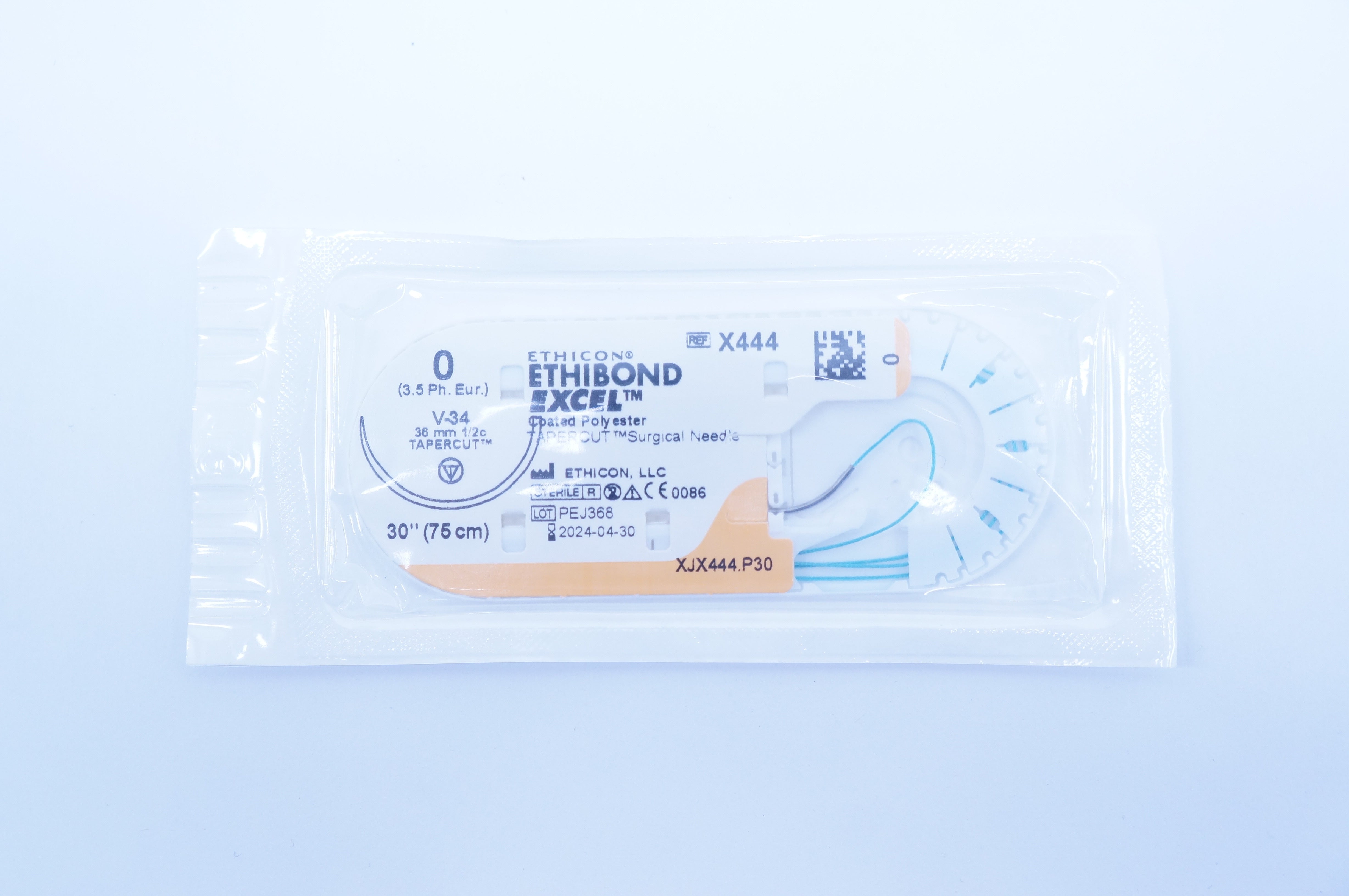 Ethicon X444 0 ETHIBOND EXCEL V-34 36mm 1/2c Tapercut 30 inch