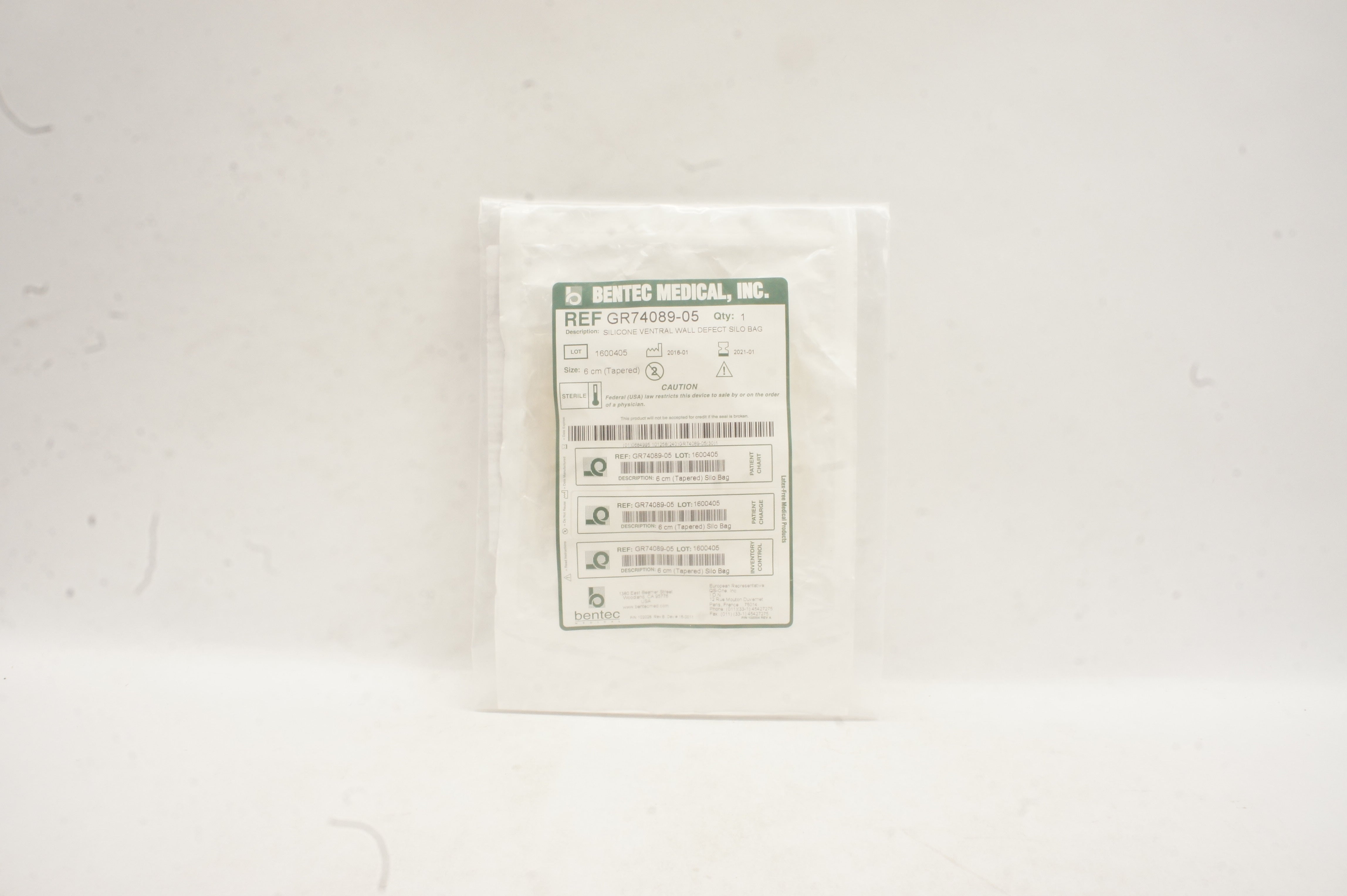 Bentec Medical GR74089-05 Silicone Ventral Wall Defect Silo Bag 6cm (x)