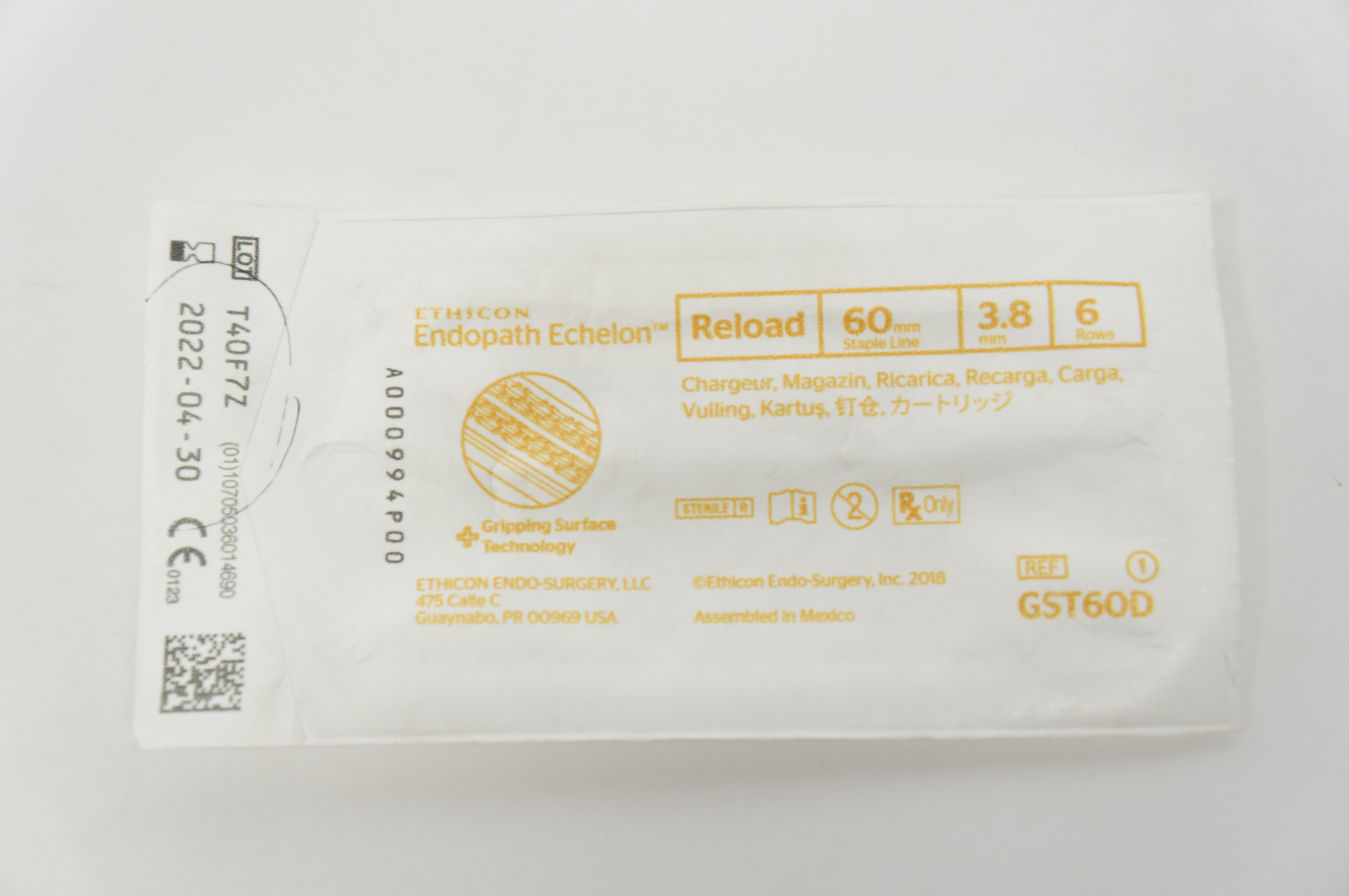 Ethicon GST60D Echelon Endopath Reload, 6 Rows, 60mm x 3.8mm  (x)