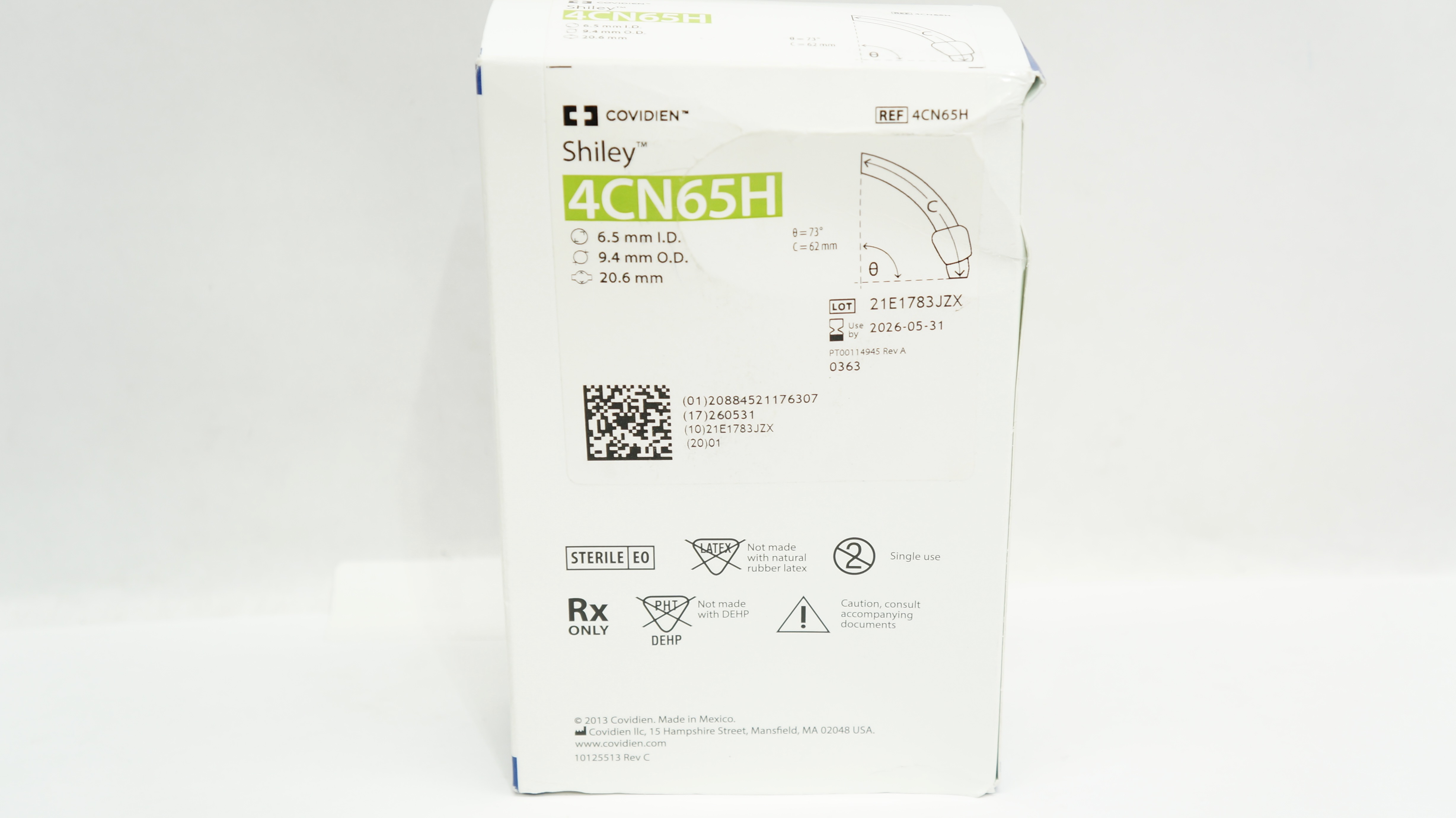 Covidien 4CN65H Shiley Adult Flexible Tracheostomy Tube 6.5ID x