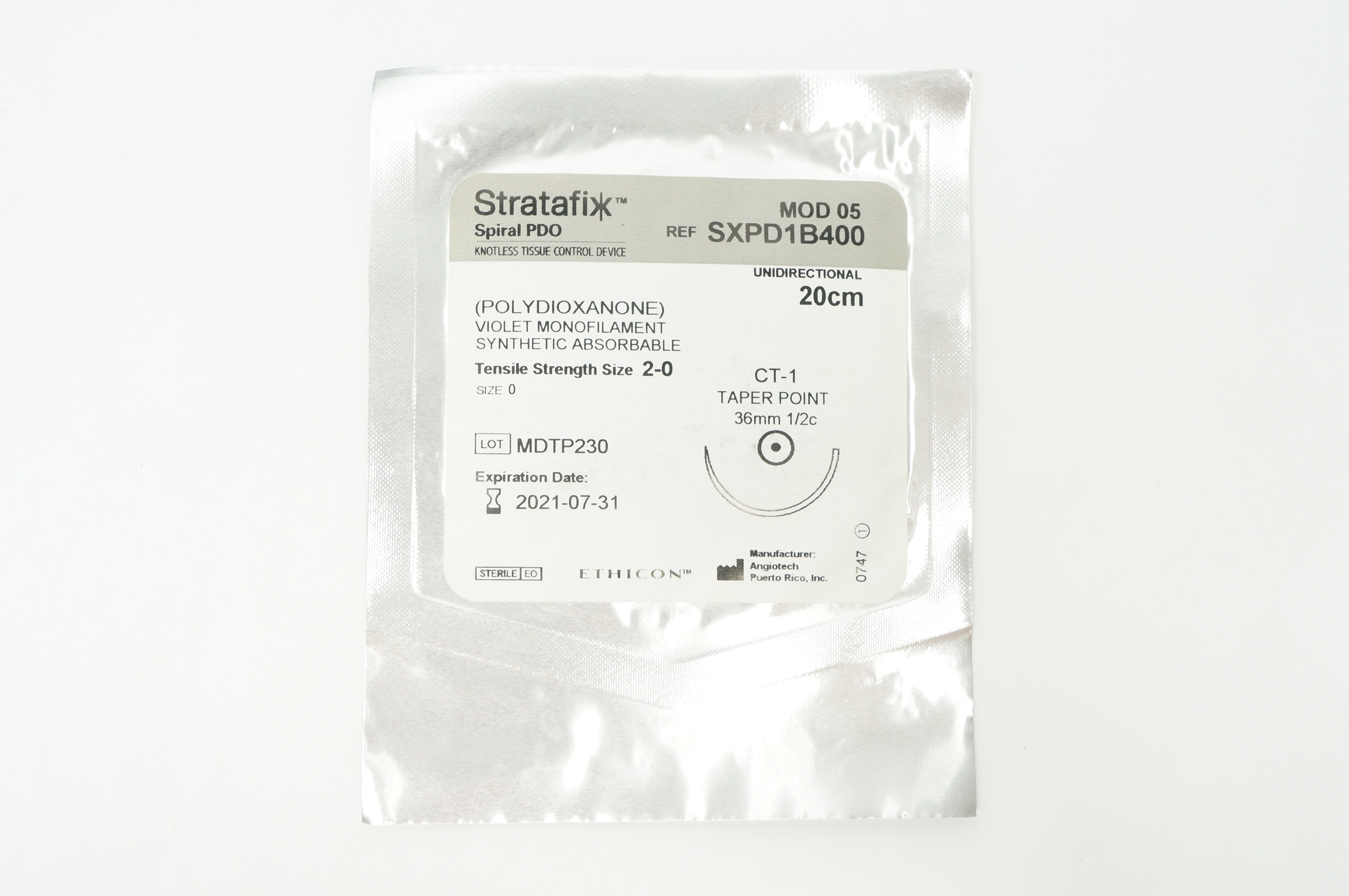 Ethicon SXPD1B400 2-0 STRATAFIX CT-1 36mm 1/2c Taper Point, 20cm
