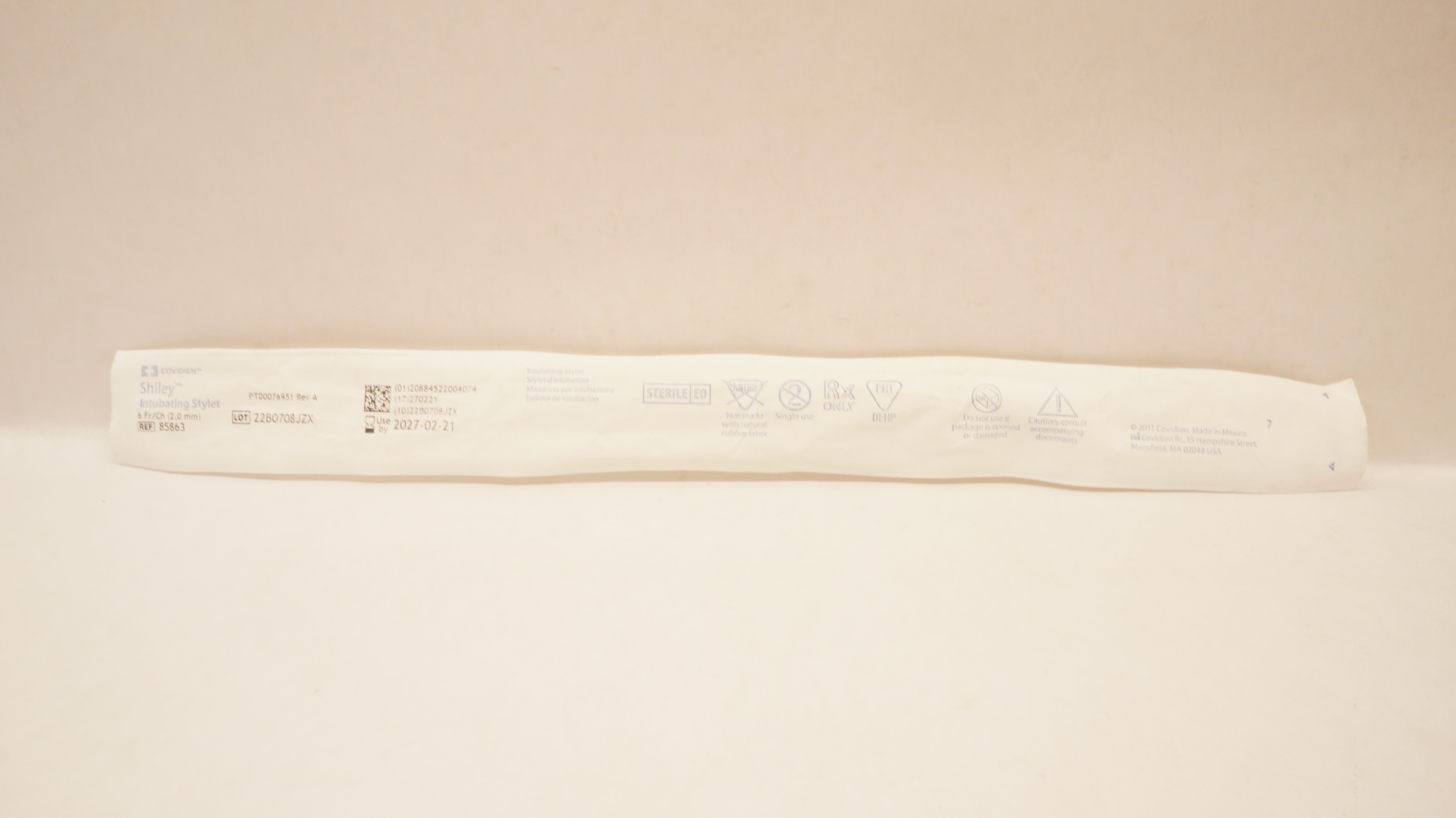 Covidien 85863 Shiley Intubating Stylet 6Fr/Ch