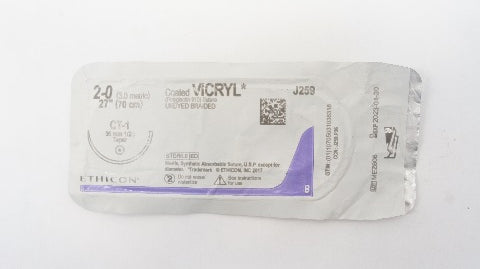 Ethicon J259 2-0 Coated VICRYL Polyglactin Stre CT-1 36mm 1/2c Taper, 27inch
