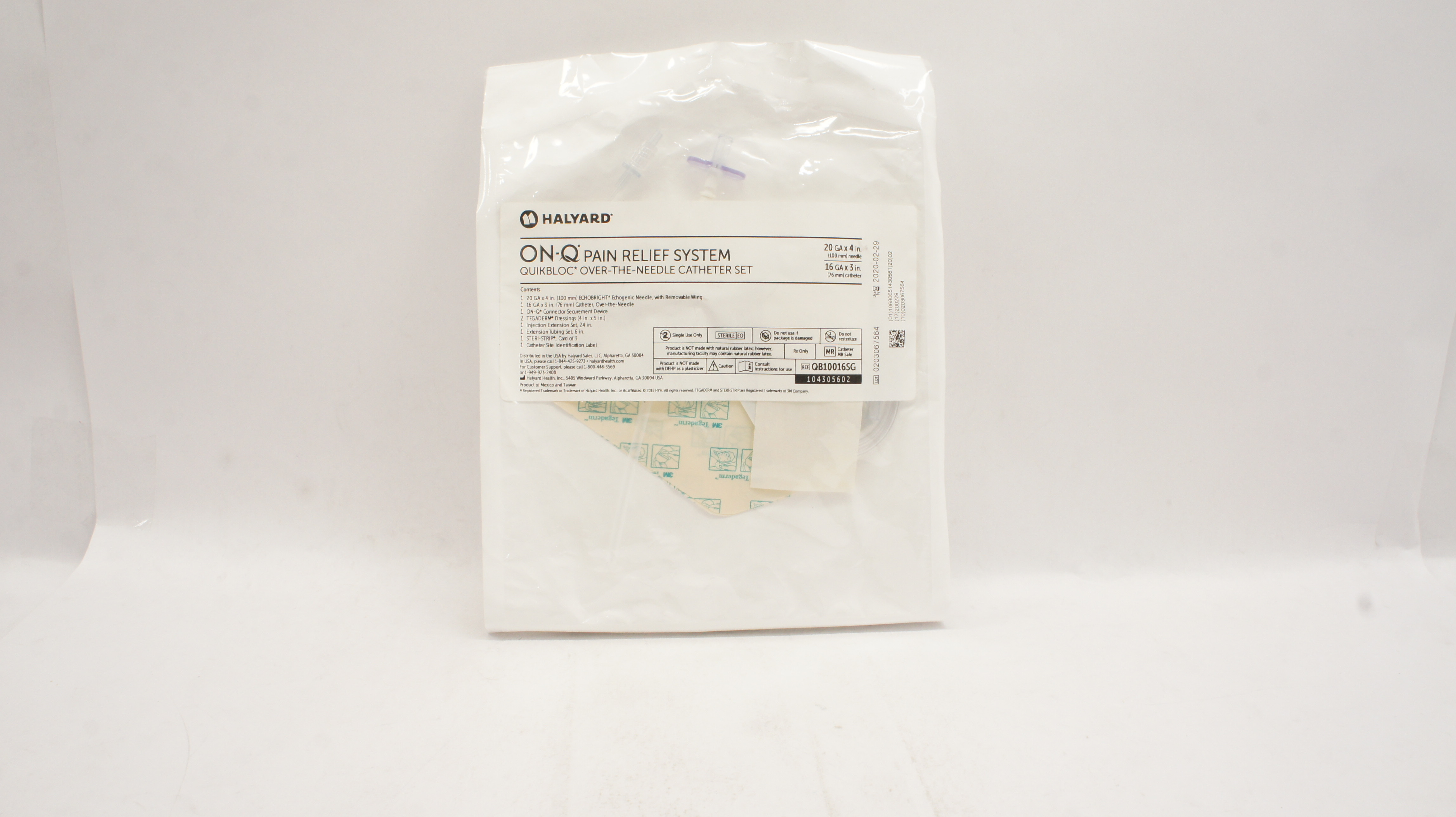 Halyard QB10016SGC ON-Q Pain Relief System 20GAx4in. Ndle 16GAx3in. (x)