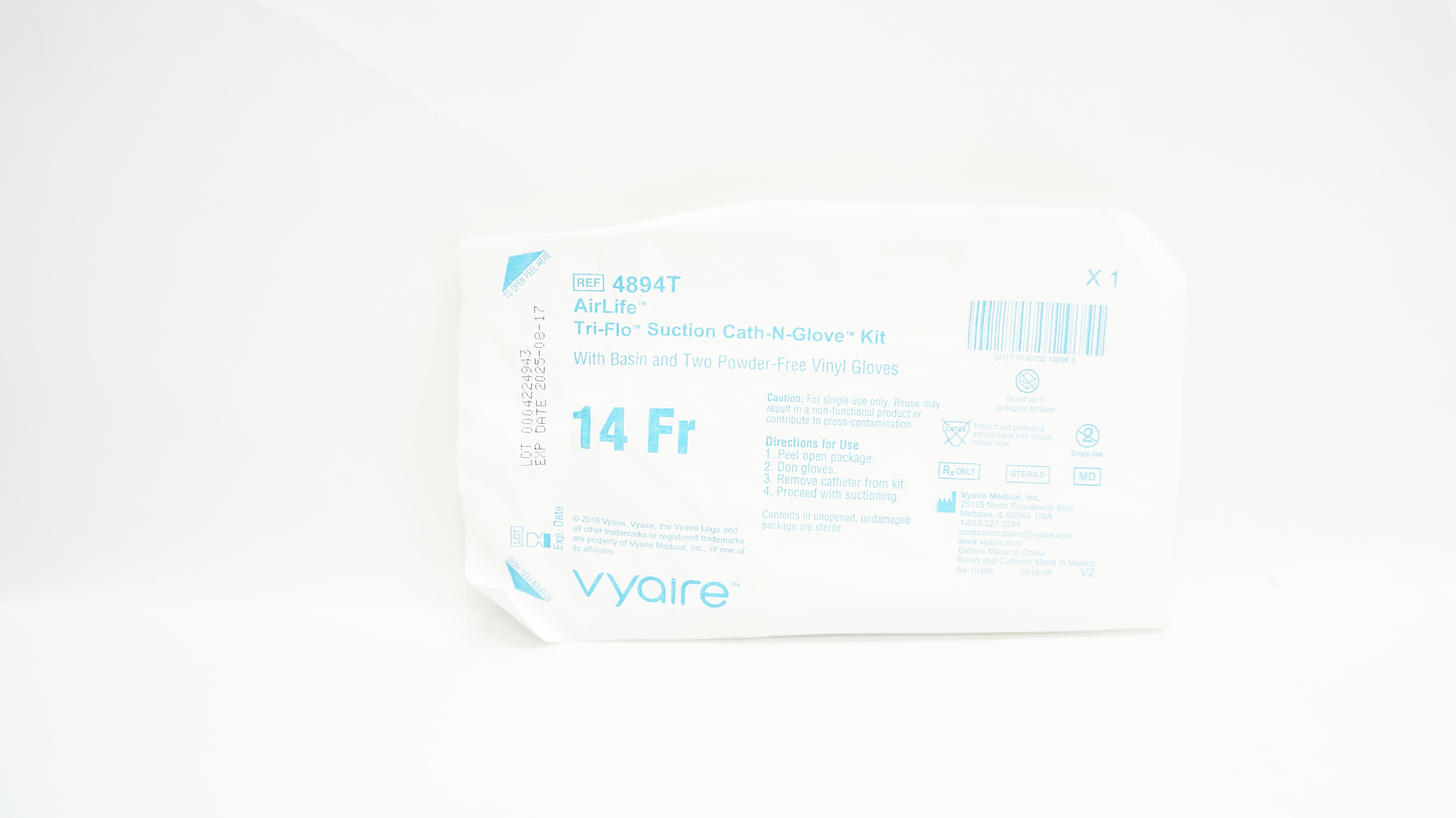 Vyaire 4894T AirLife Tri-Flo Suction Cath-N-Grove Kit 14Fr