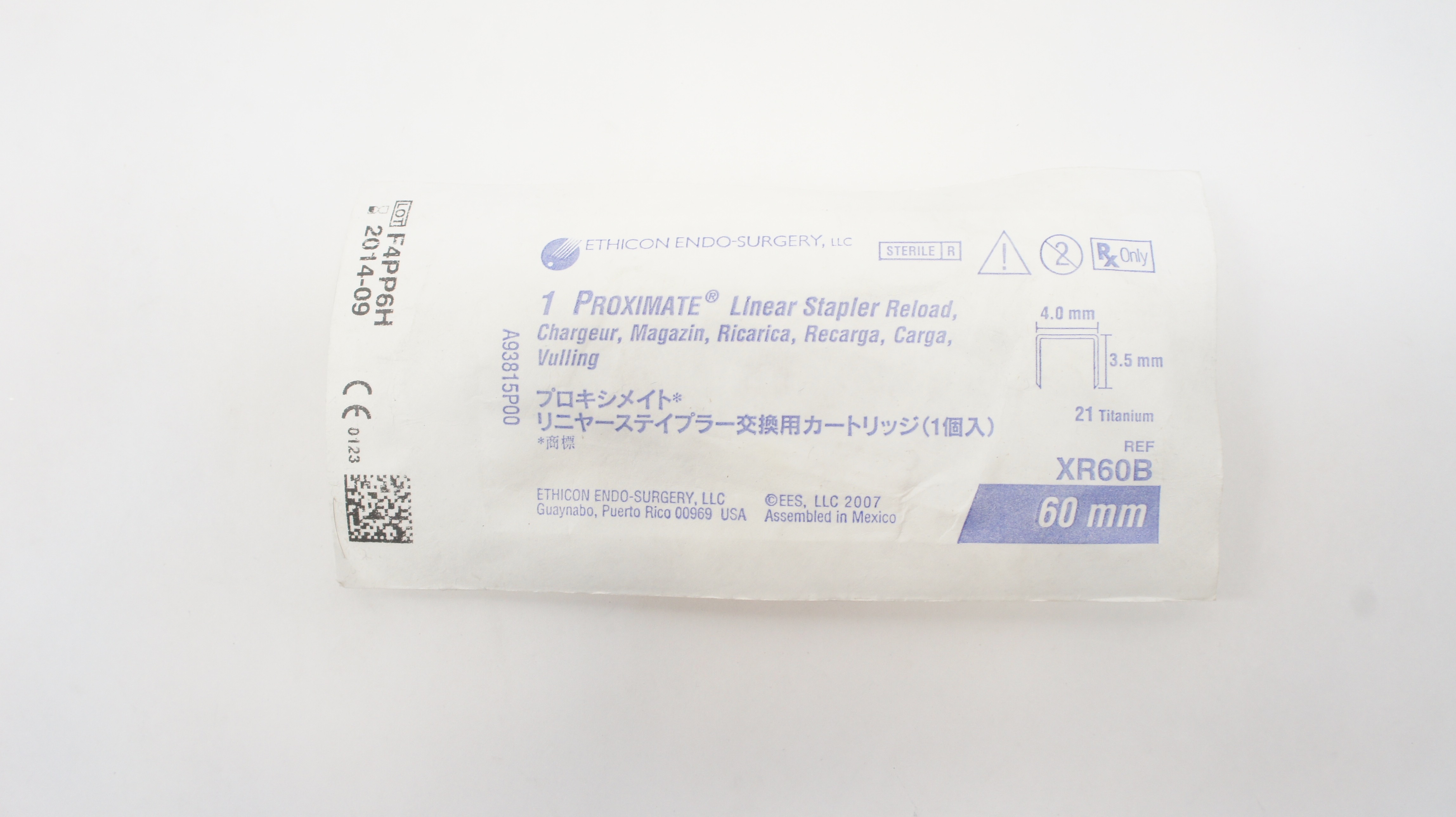 Ethicon XR60B 1Proximate Linear Stapler Reload 21 Titanium, 60mm 4.0 x 3.5mm (x)