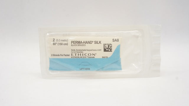 Ethicon SA8 2 Perma-Hand Silk Black Braided Stre, 60inch