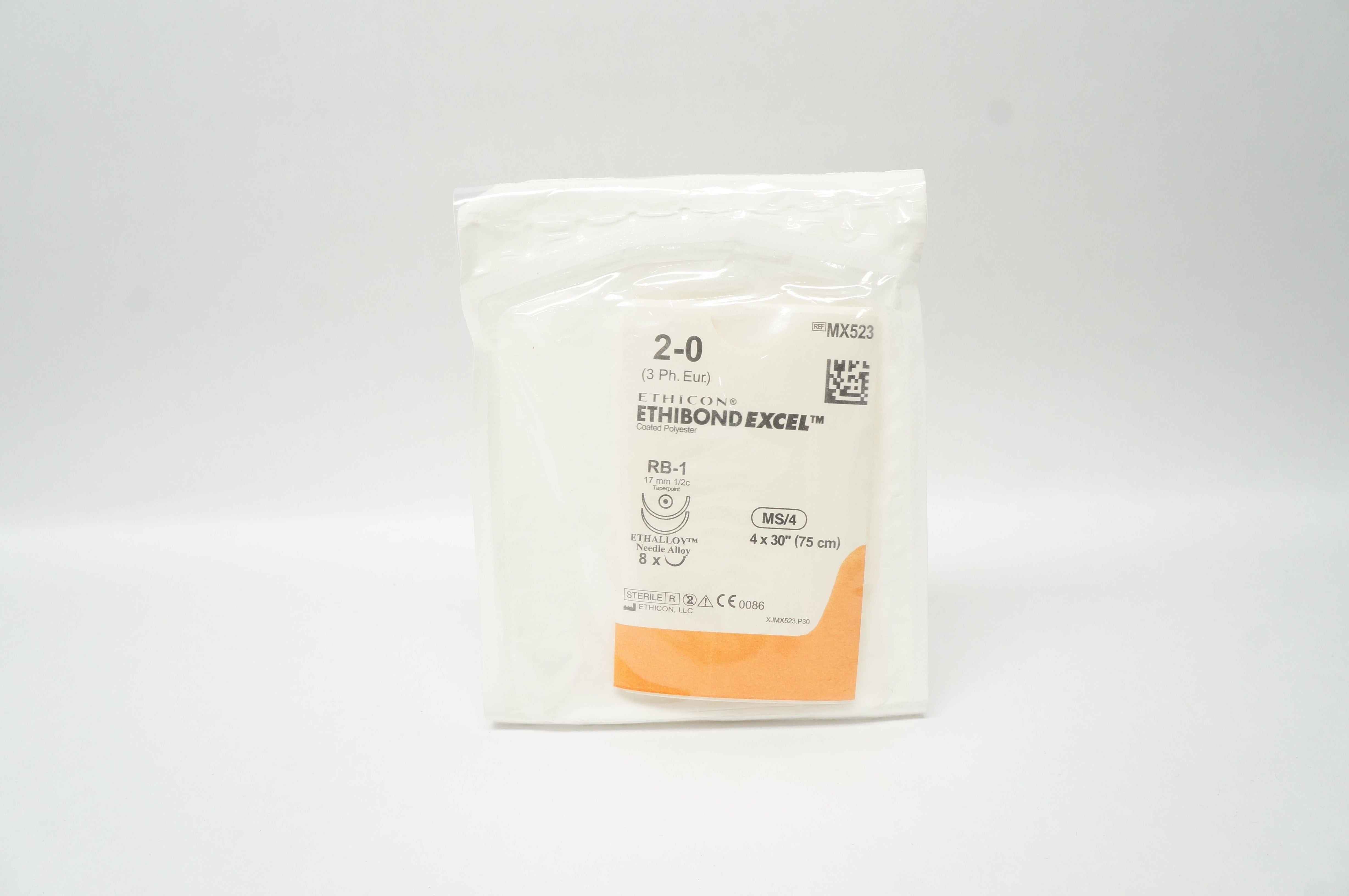 Ethicon MX523 2-0 ETHIBOND EXCEL Stre.RB-1 Taper Point 17mm Ndle. 4 x 30inch (x)