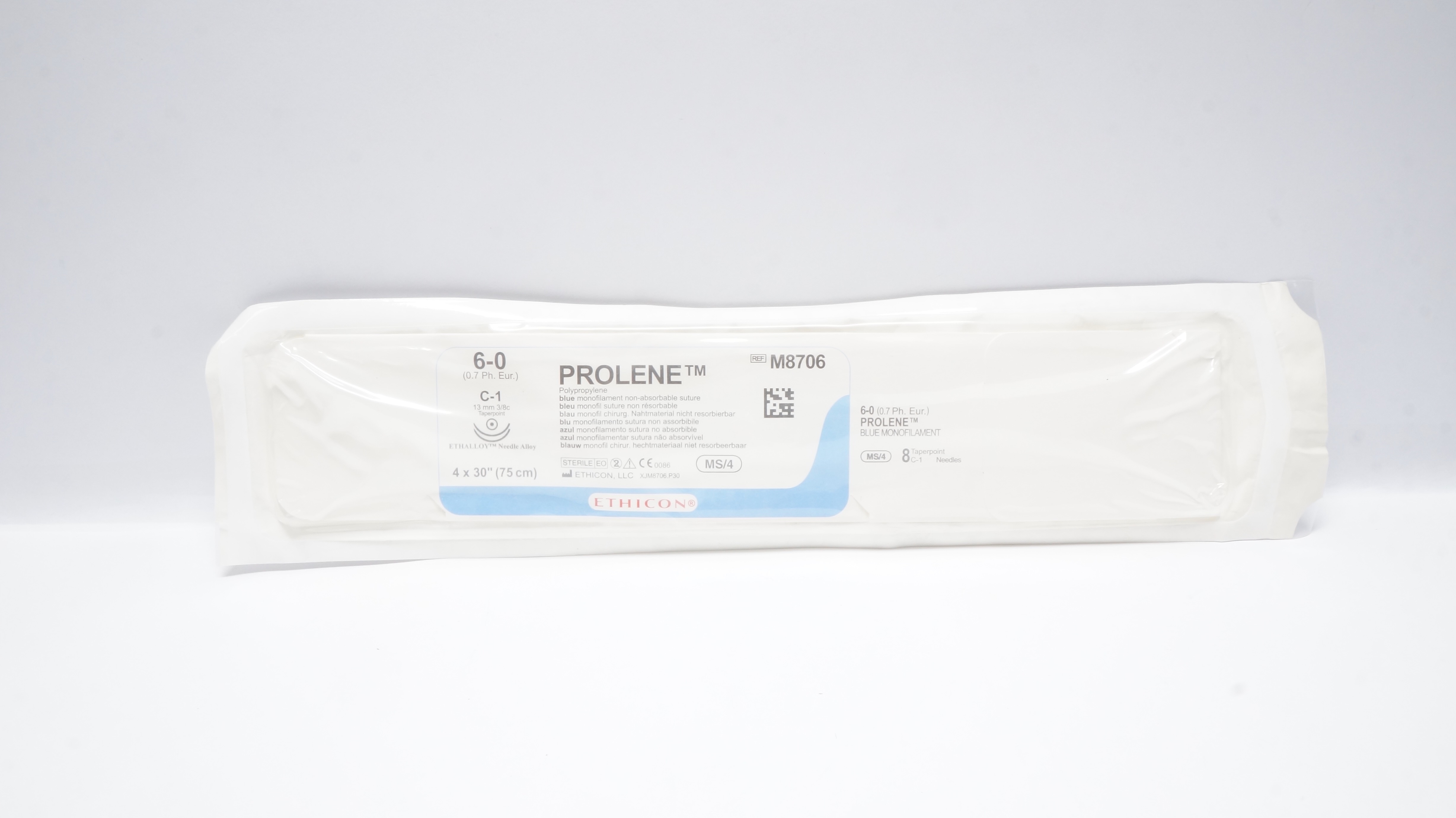 Ethicon M8706 6-0 Prolene C-1 13mm 3/8c Taper 30inch (x)