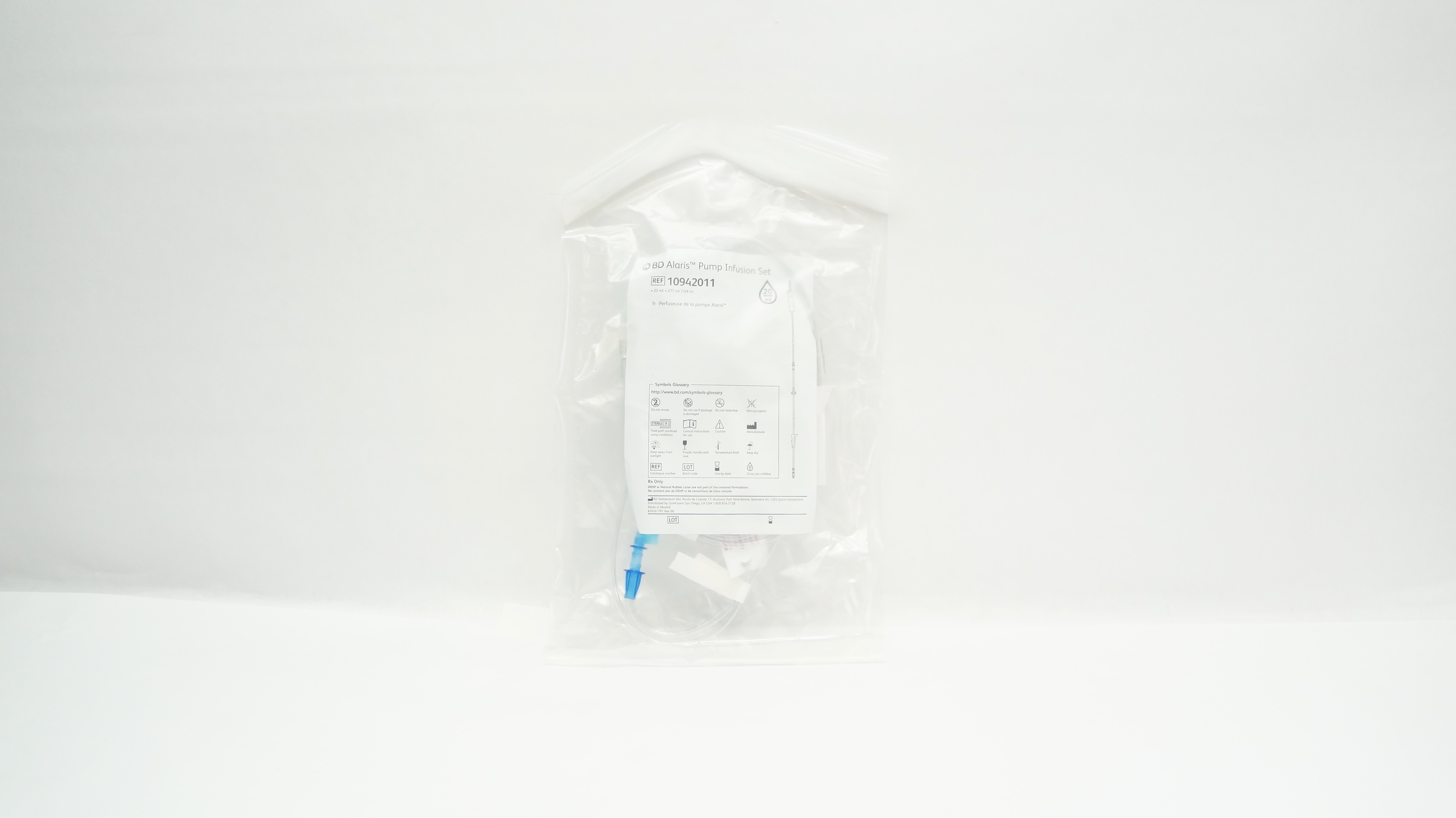 BD 10942011 Alaris Pump Infusion Set 23mL x 109inch 20Drops/mL