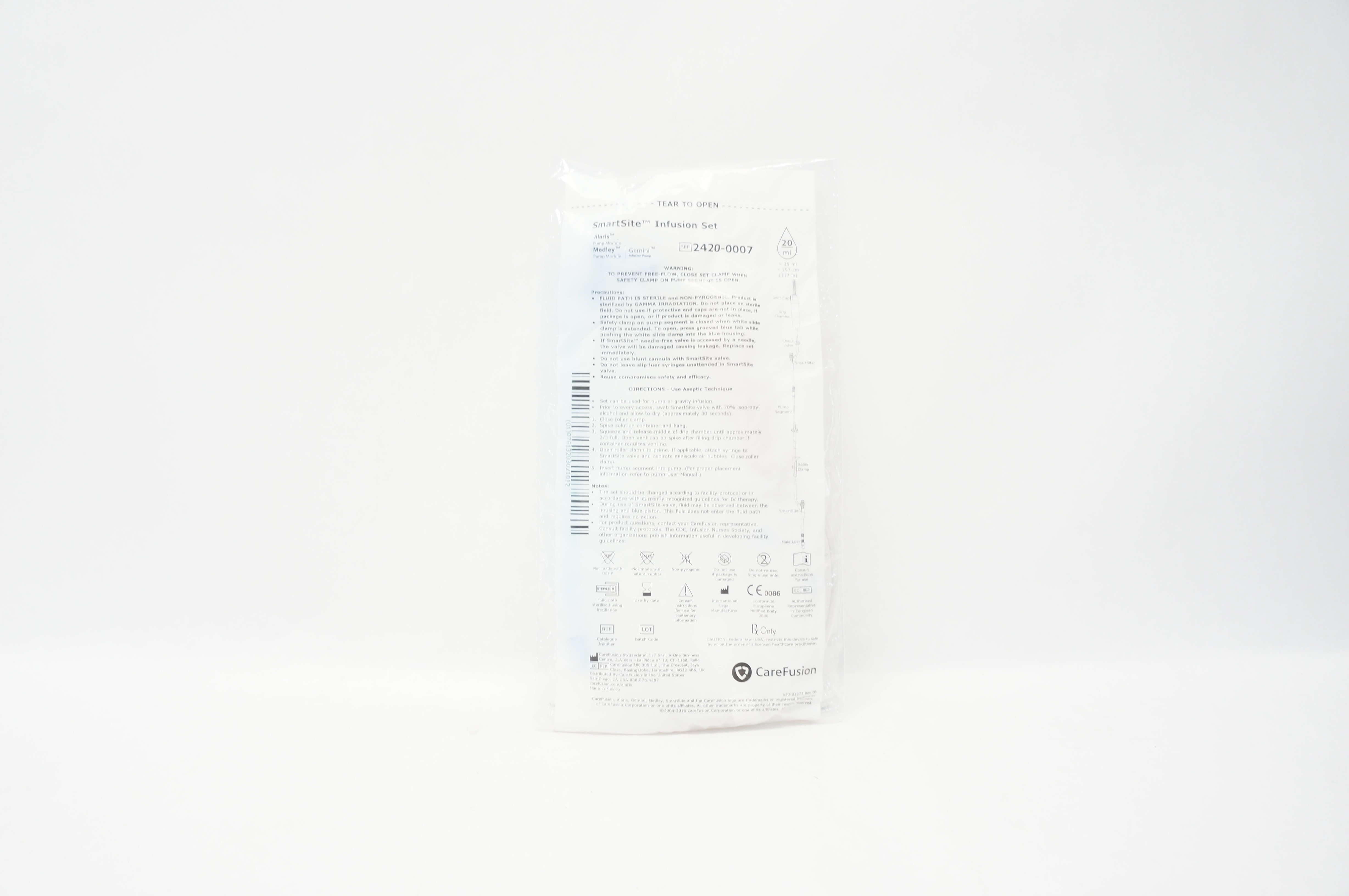 CareFusion 2420-0007 SmartSite Infusion Set 20 Drops, 25ml x 117inch (x)