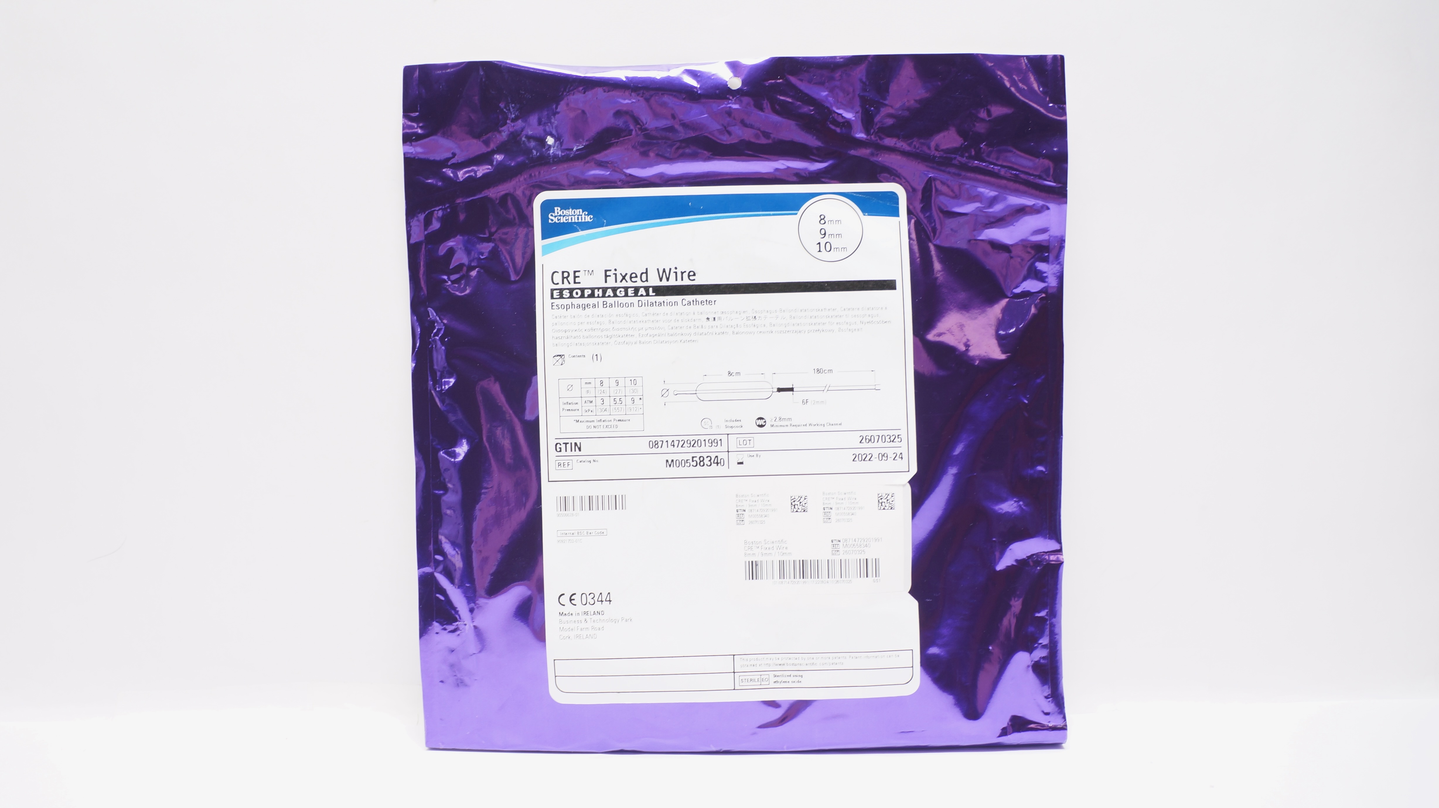 Boston Scientific M00558340 CRE Esophageal Balloon Dilatation Cath. 8x9x10mm (x)