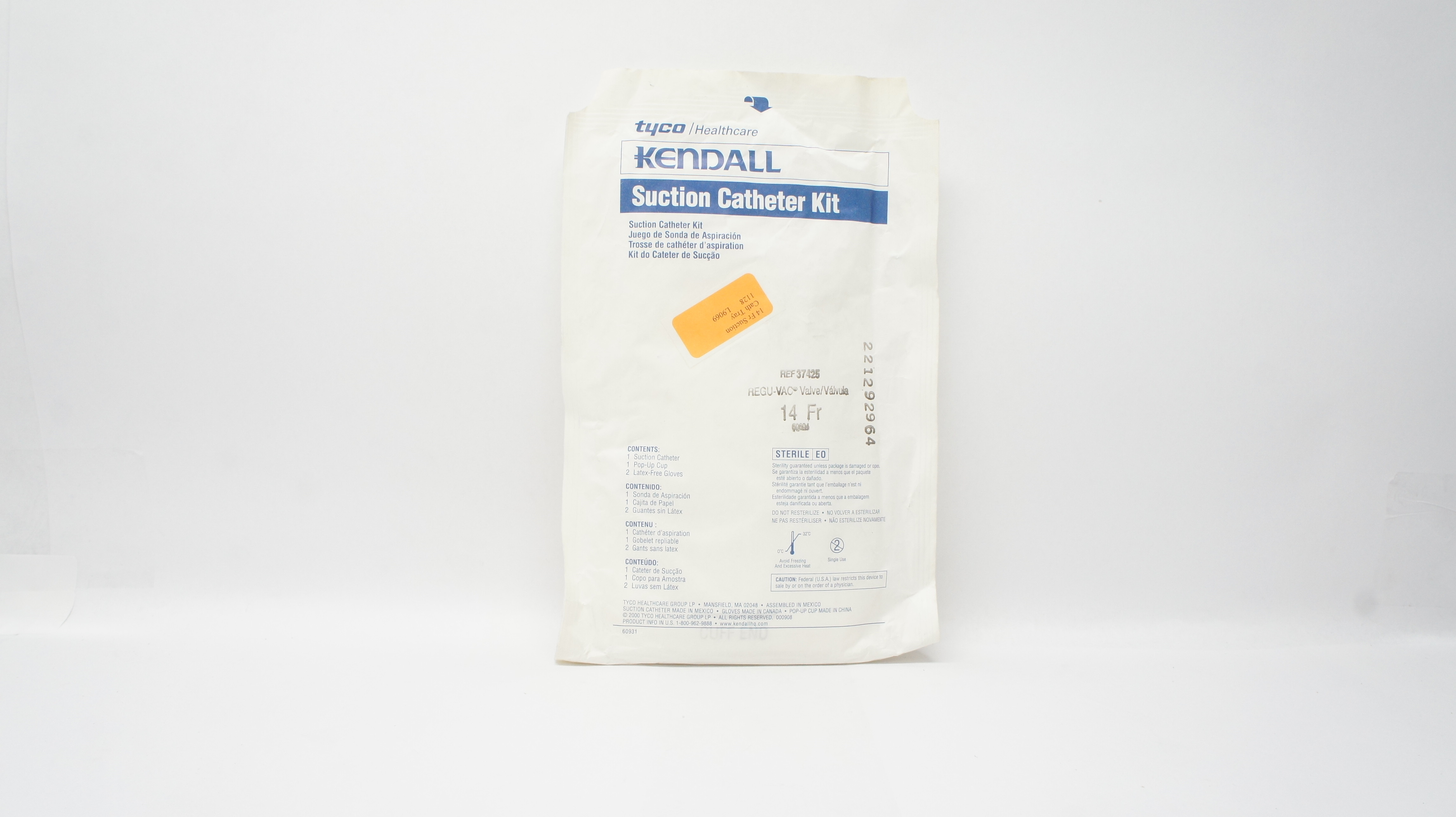 Tyco Healthcare 37425 Kendall Suction Cath. Kit 14Fr