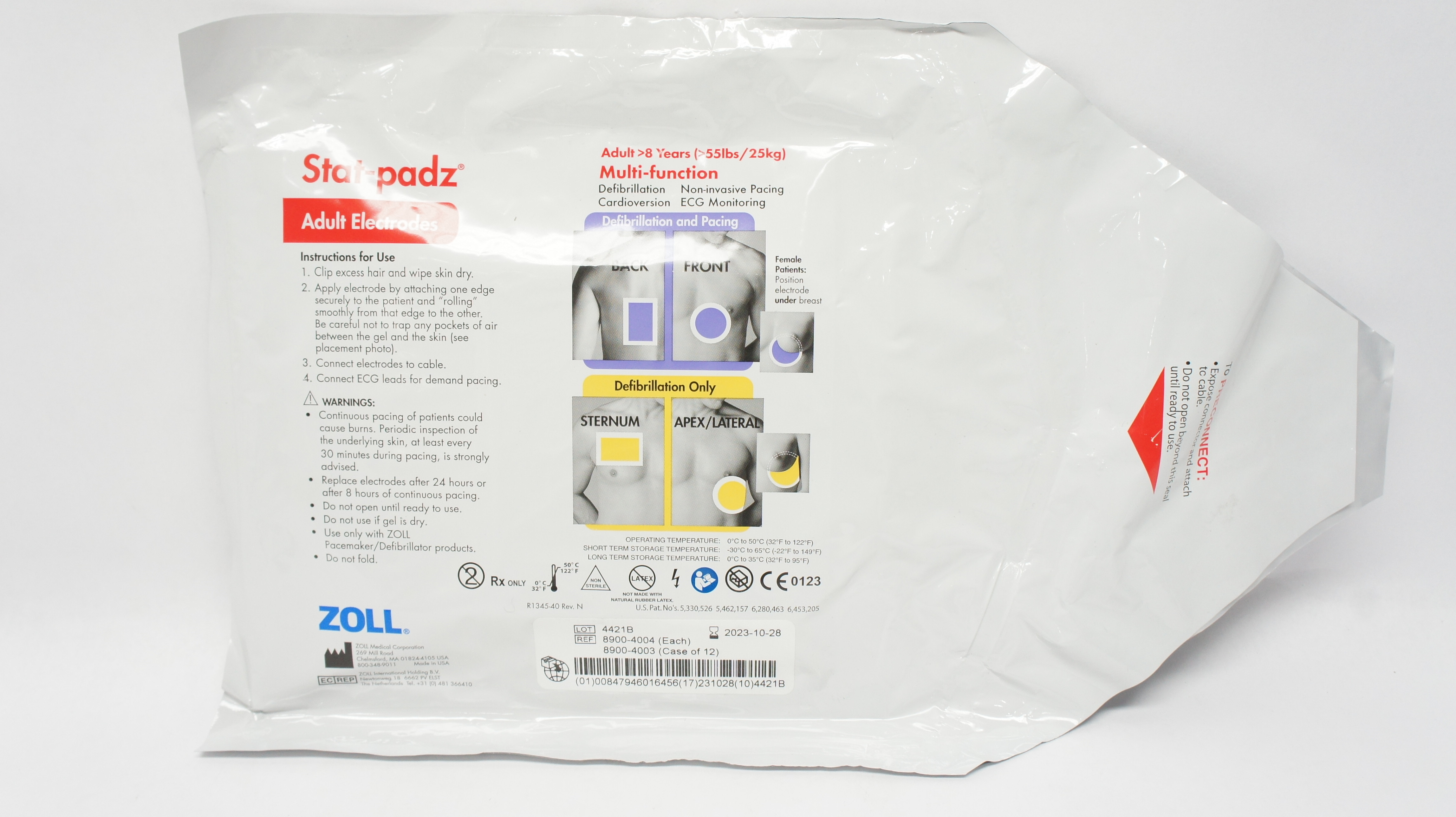Zoll 8900-4004 Stat-padz Multi-Function Adult Electrodes >8 Years >55 lbs (x)