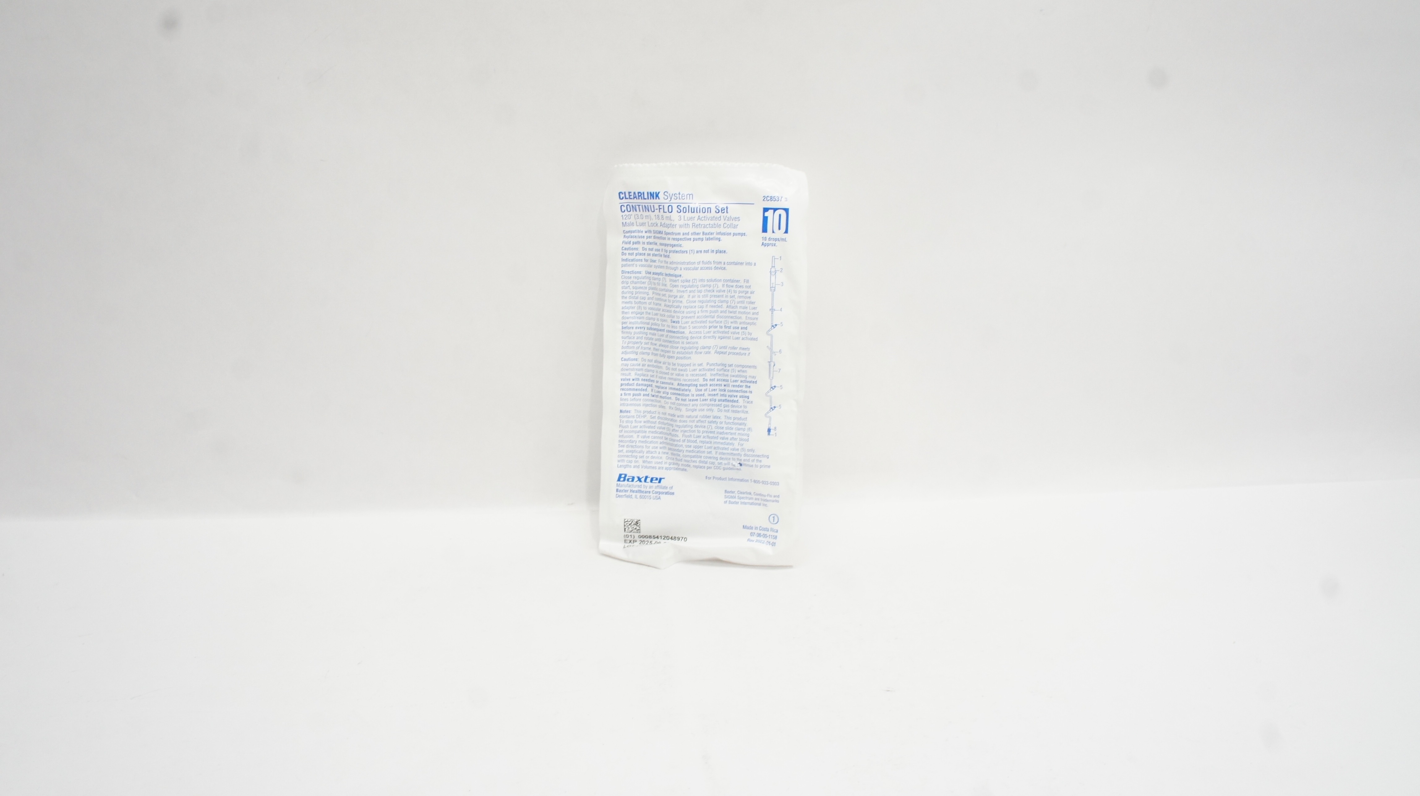 Baxter 2C857 S Clearlink System Continu-Flo Solution Set 120In,18.8ml,10drops/ml