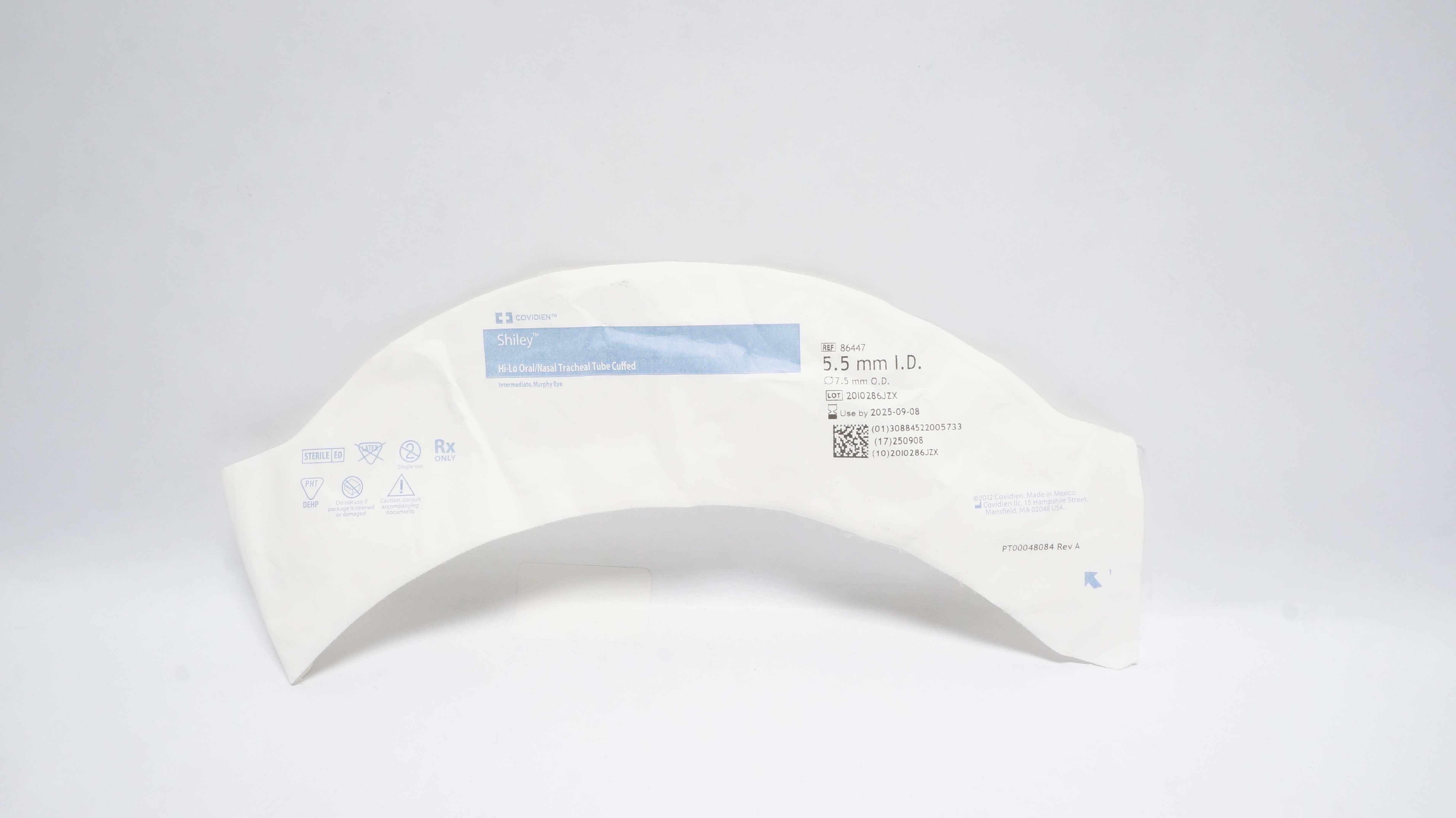 Covidien 86447 Shiley Hi-Lo Oral/Nasal Tracheal Tube Cuffed 5.5mm ID x 7.5mm (x)