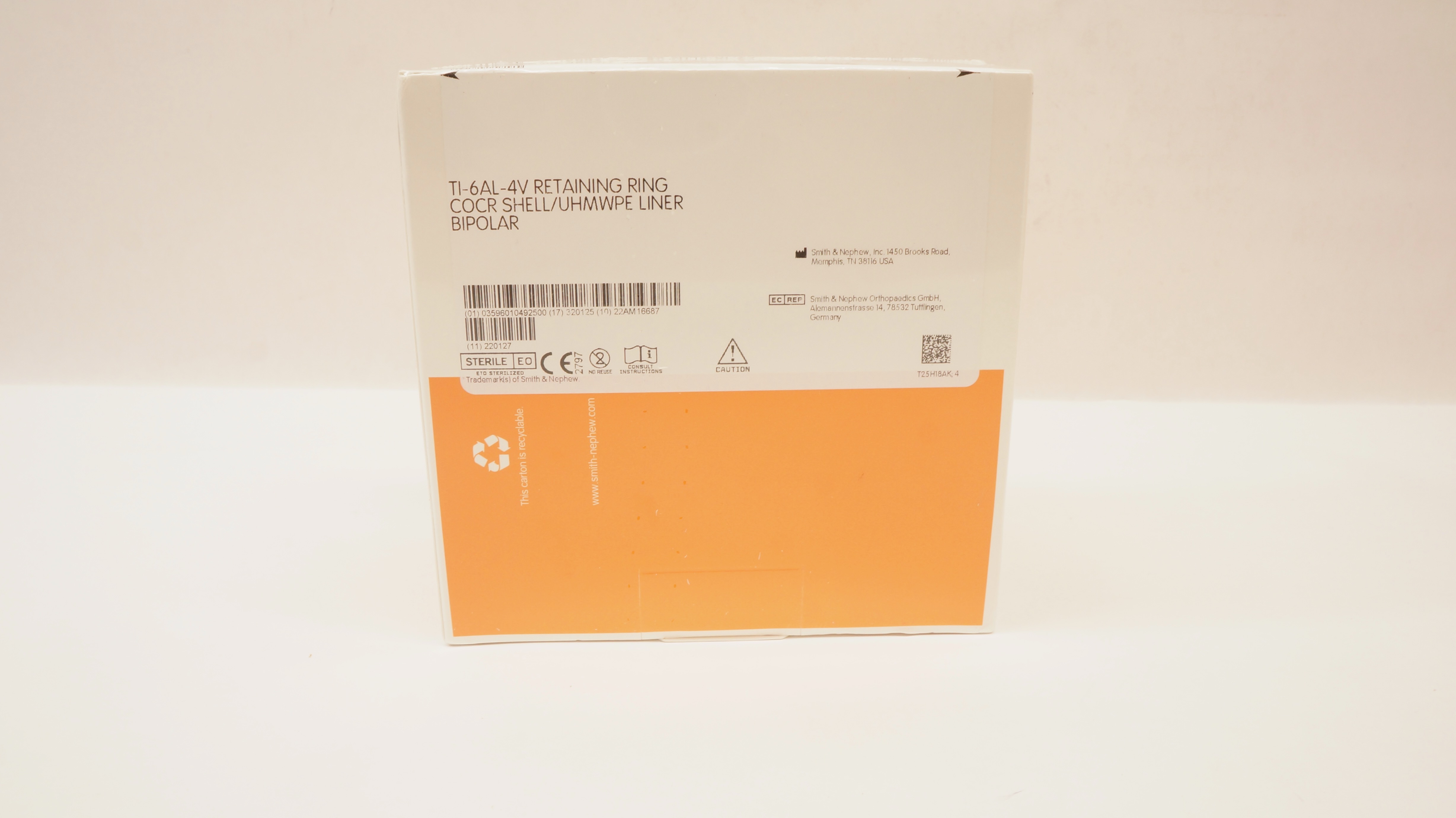 Smith&Nephew 71322051 Tandem Cocr Shell Uhmwpe Liner Bipolar 28mm x 51mm