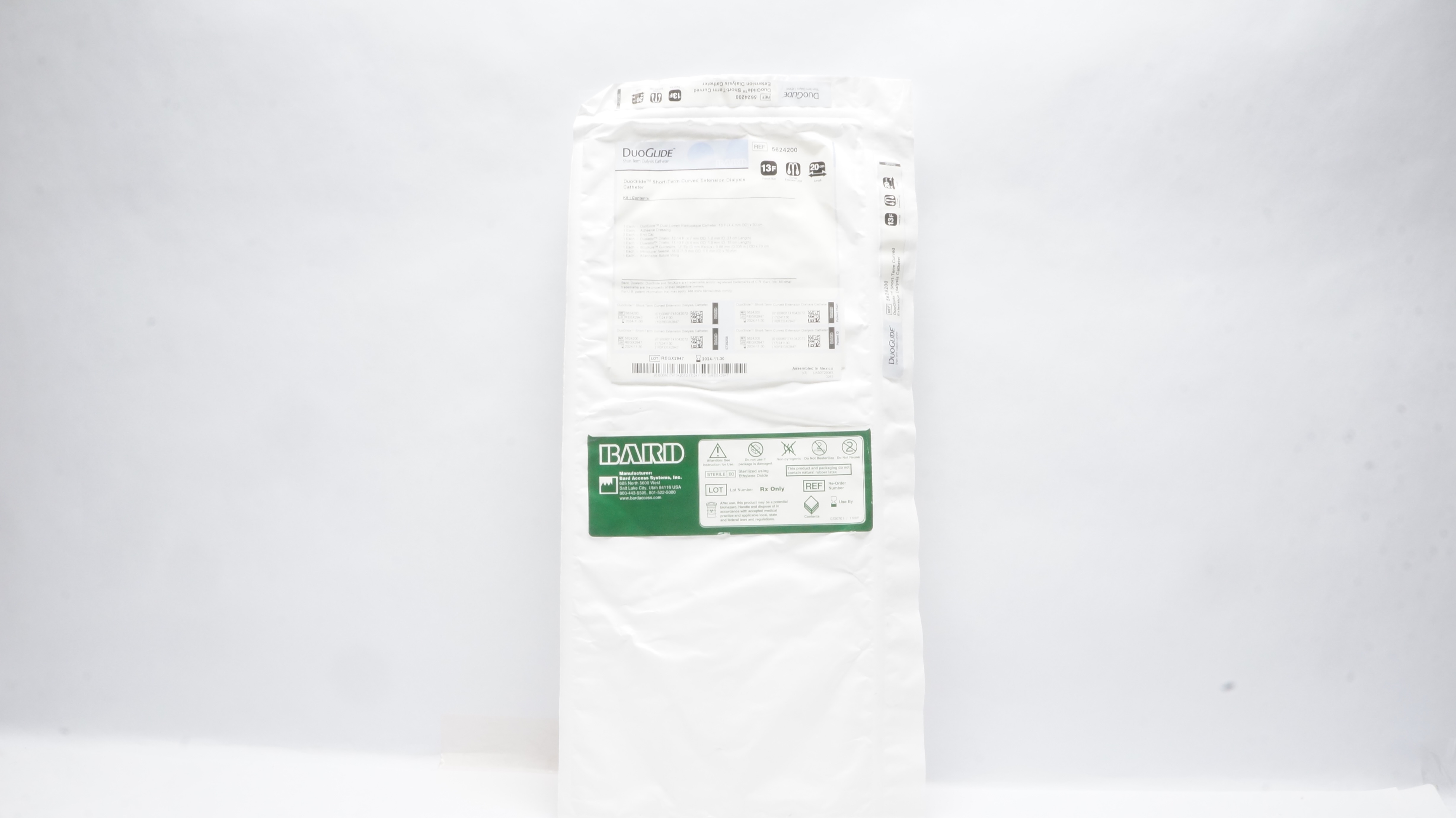 Bard 5624200 DuoGlide Short-Term Curved Extension Dialysis Cath. 13F x 20cm (x)