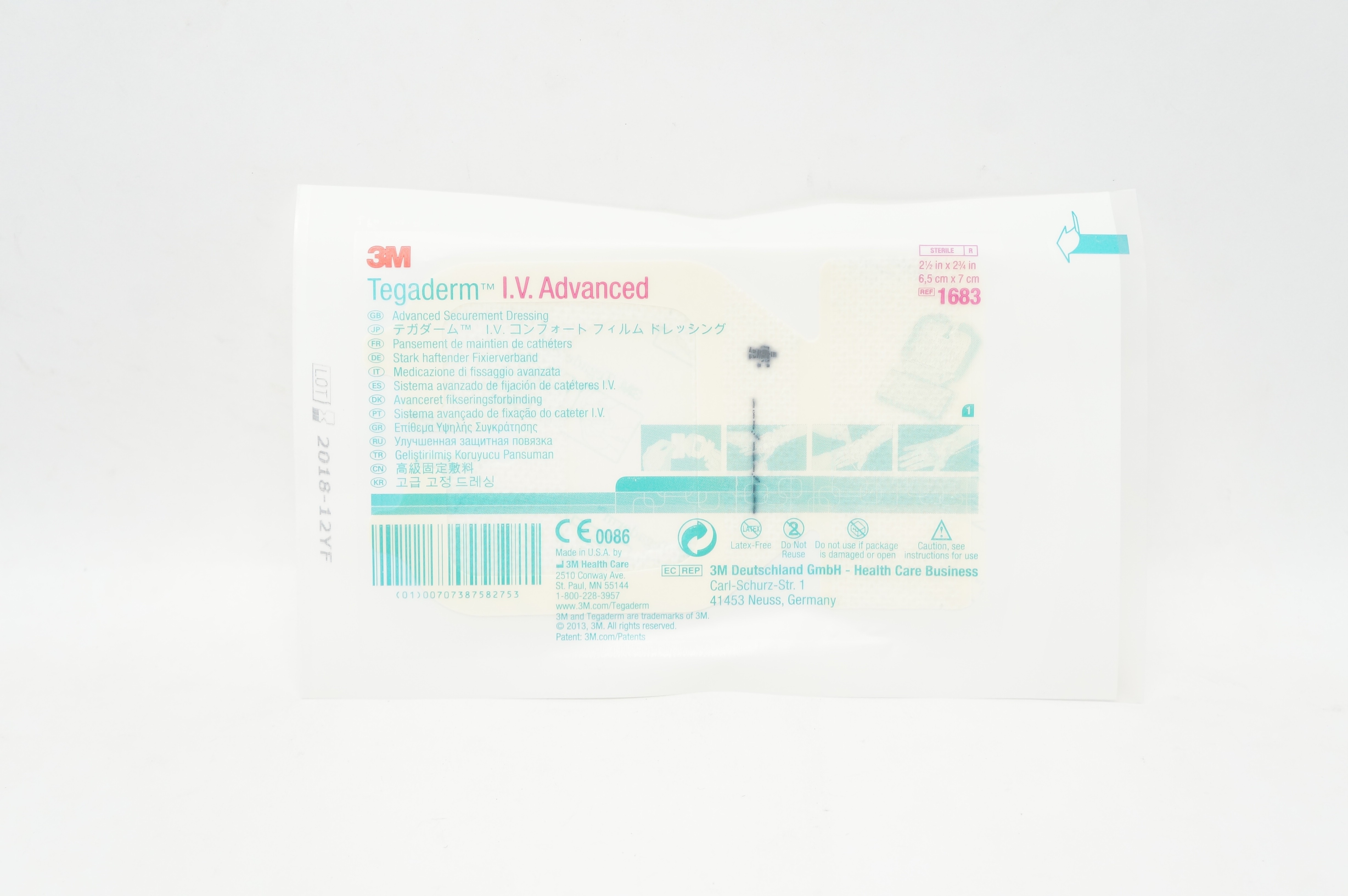3M 1683 Tegaderm I.V. Advanced Securement Dressing 2-1/2inch x 2-3/4 inch (x)