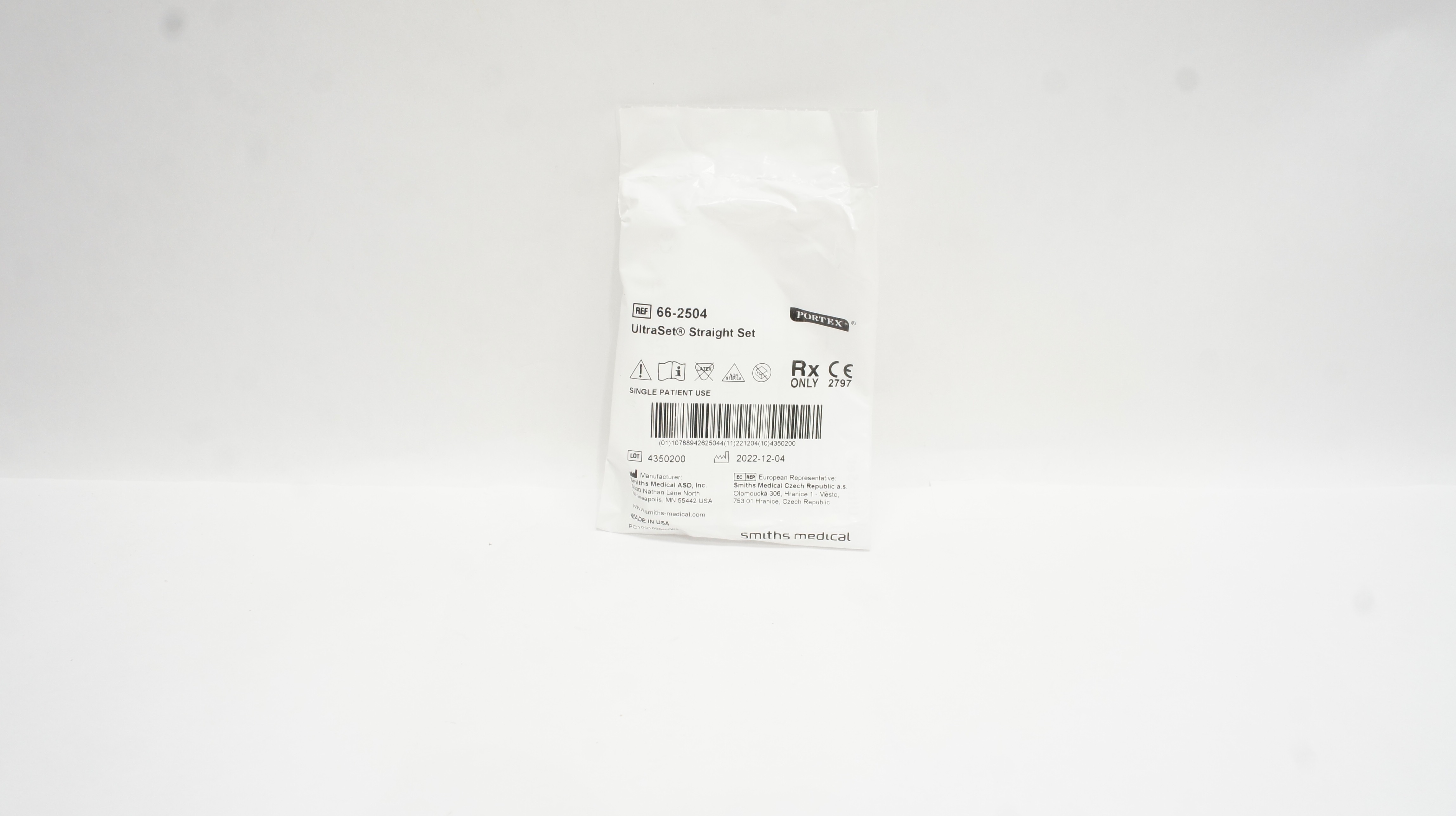 Smiths Medical 66-2504 Portex UltraSet Straight Set