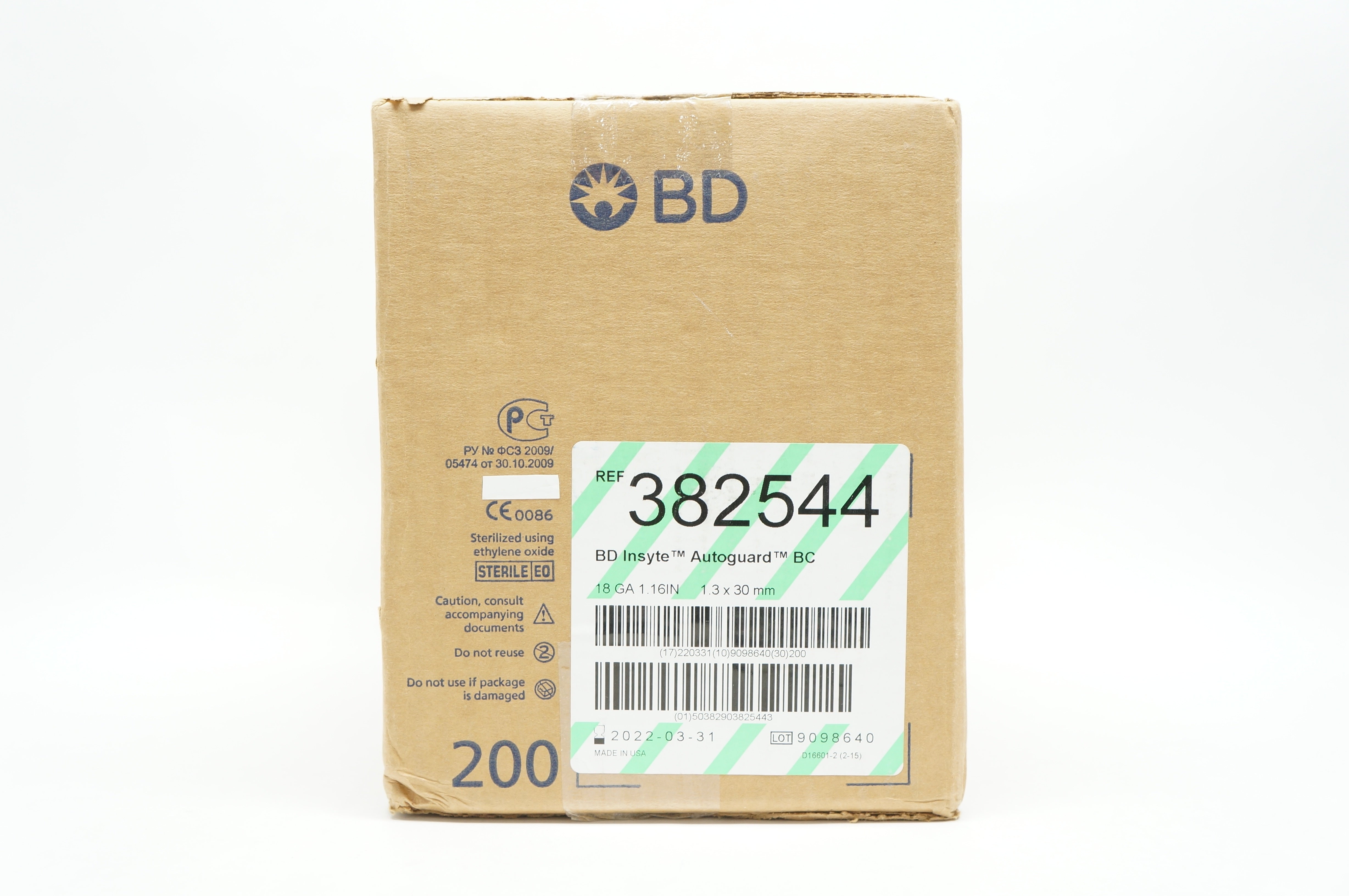 BD 382544 Becton Insyte Autoguard BC 18GA 1.3 x 30mm