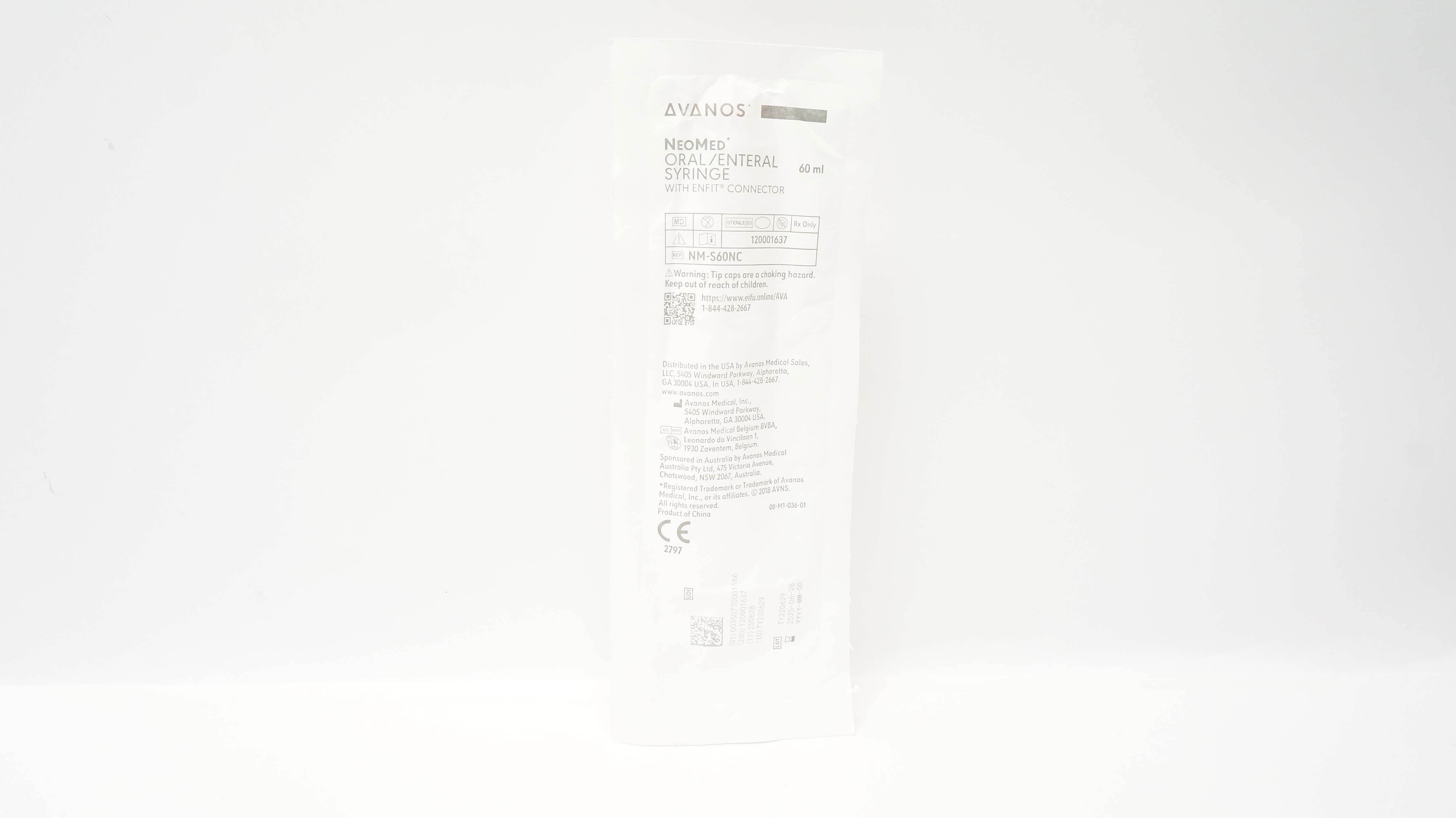 NeoMed NM-S60NC 60ml Oral/Enteral Syringe with ENFit Connector