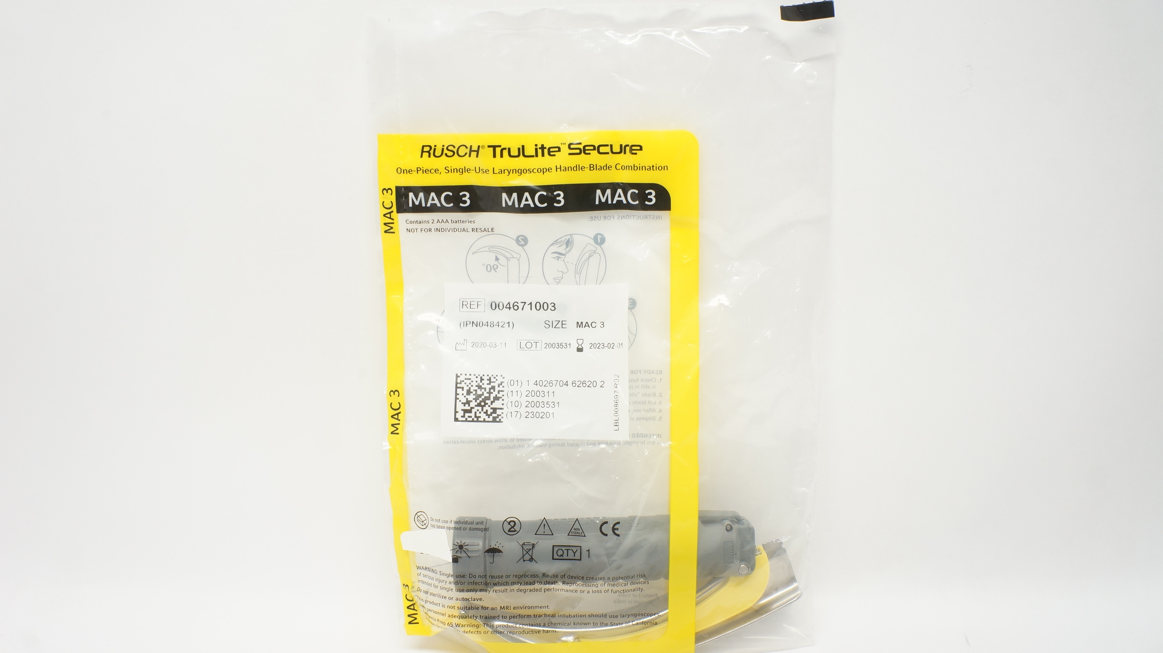 Teleflex 004671003 Rusch TruLite Laryngoscope Handle-Blade Combination MAC 3