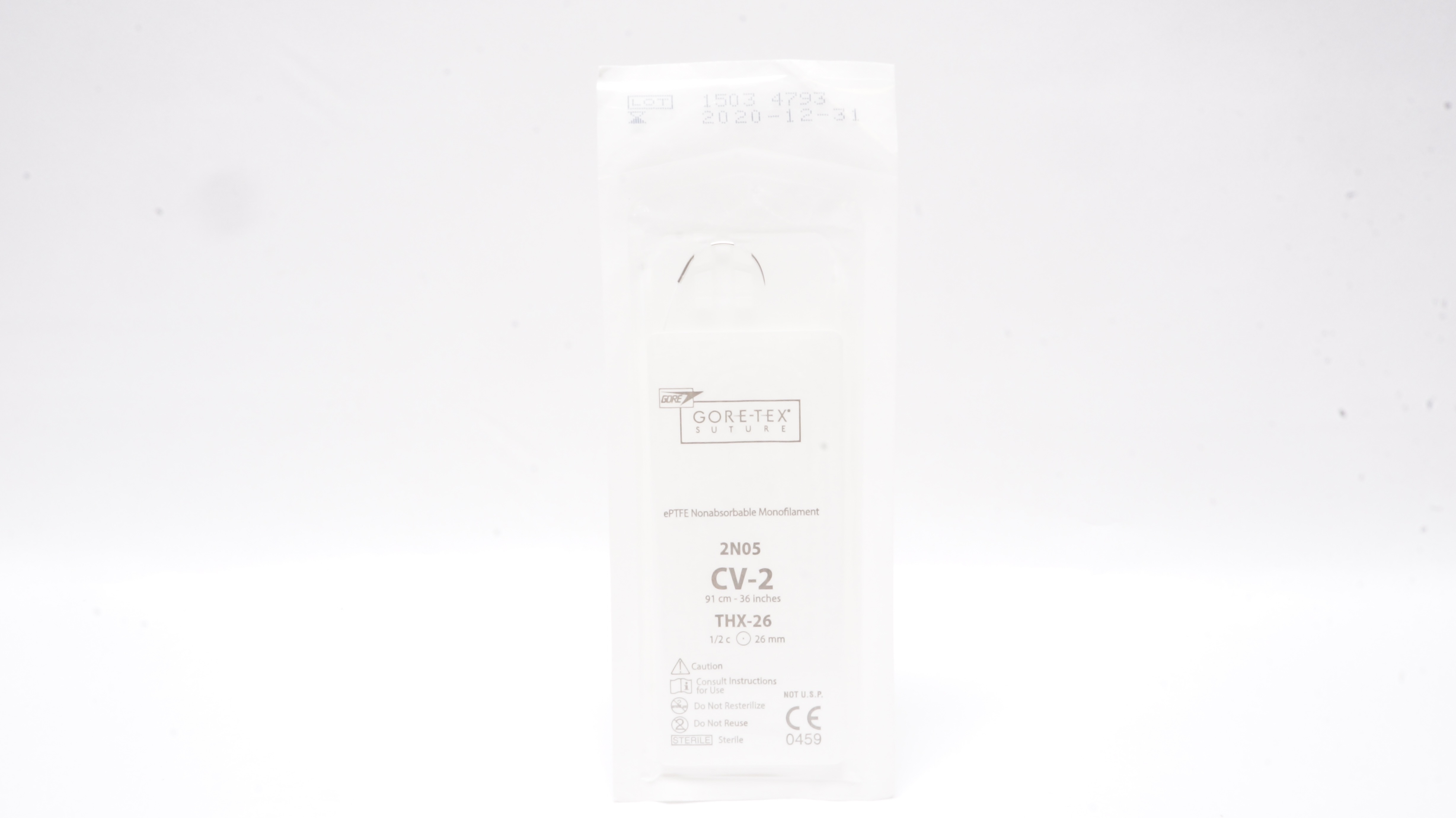 Gore 2N05 ePTFE Nonabsorbable Monofilament 1/2c 26mm, THX-26 CV-2 36inch (x)