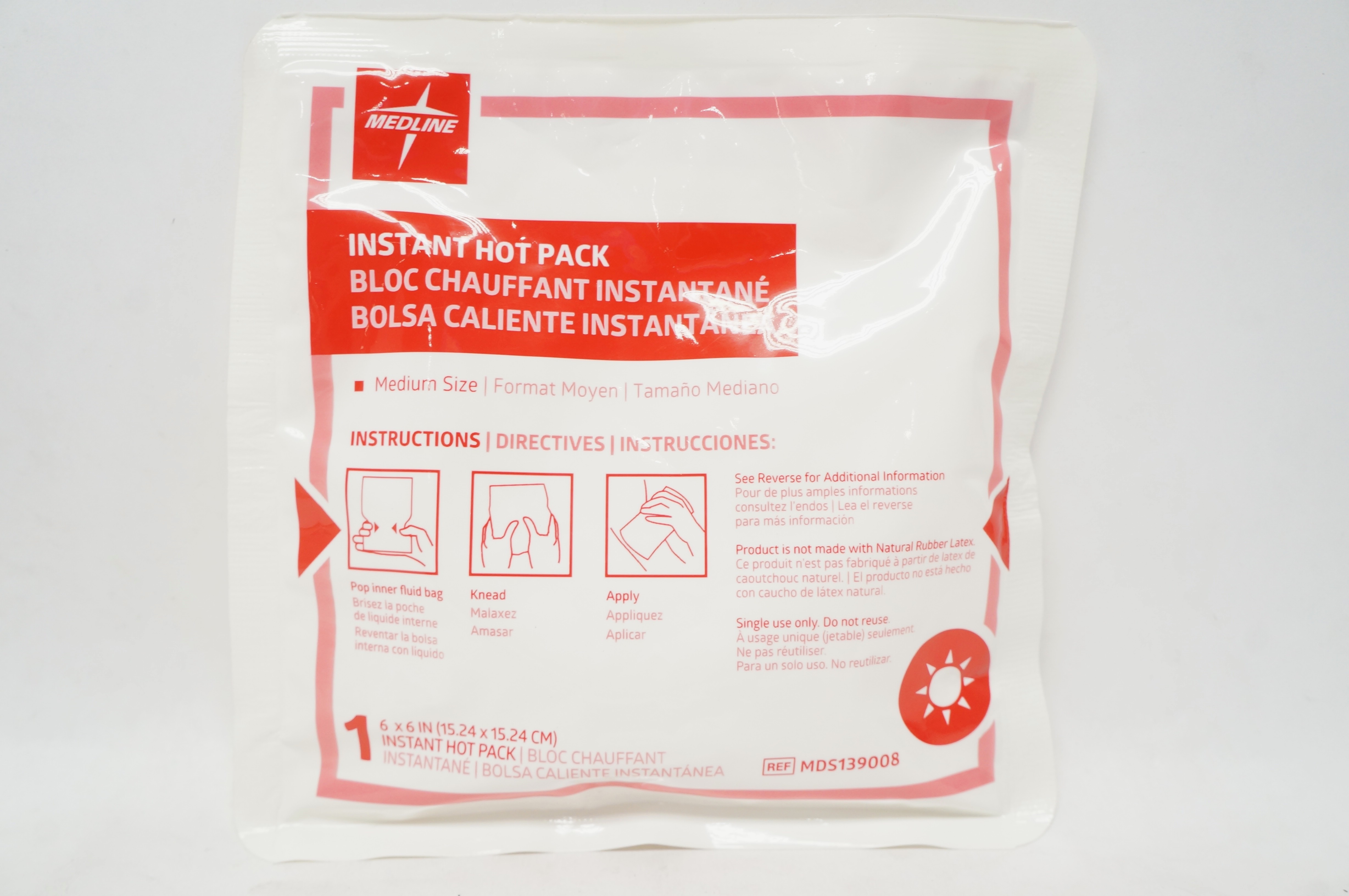 Medline MDS139008 Instant Hot Pack Medium Size 6inch x 6inch