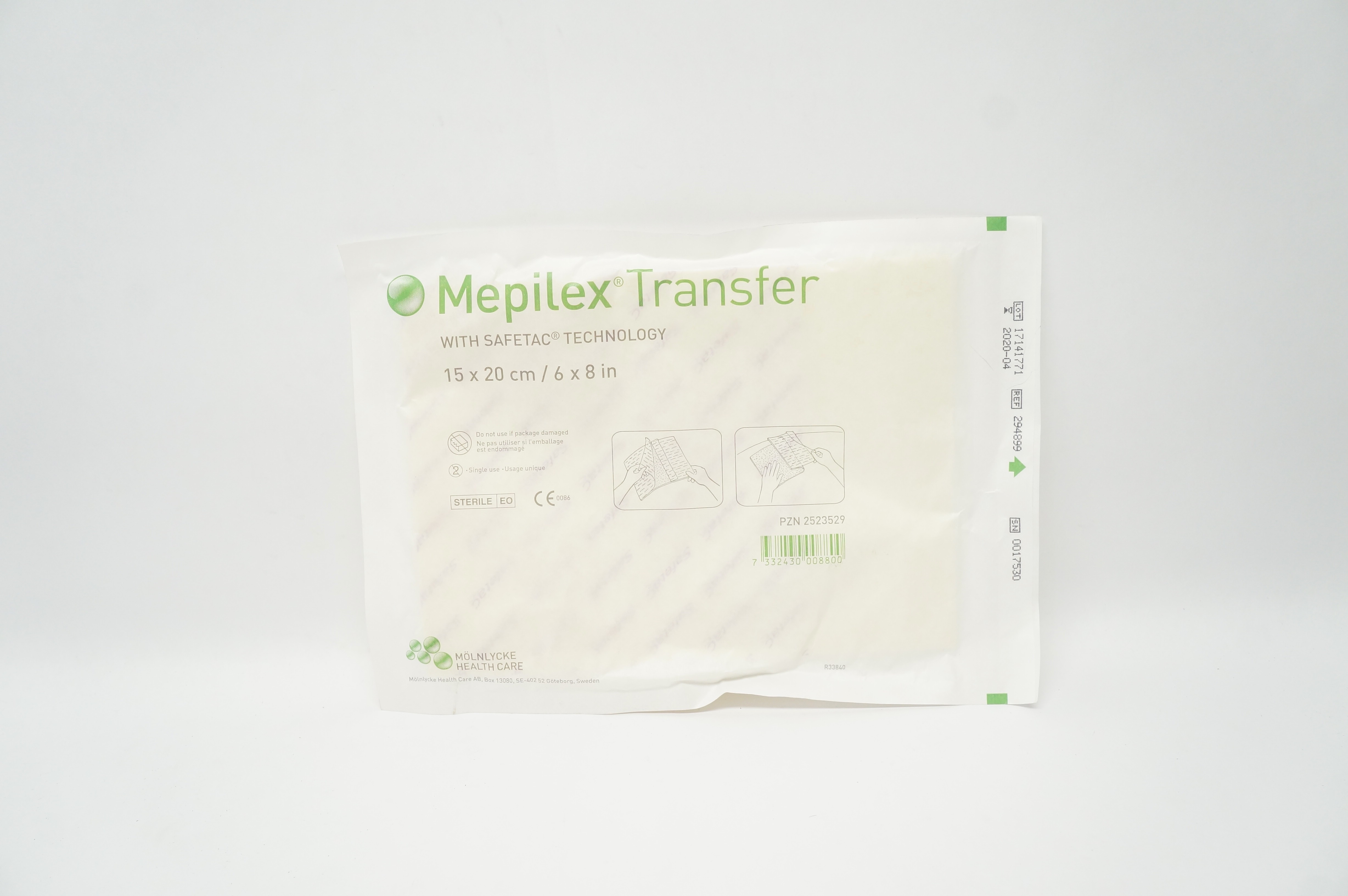 Molnlycke 294899 Mepilex Transfer Soft Silicone Exudate Dressing 6 x 8 inch (x)