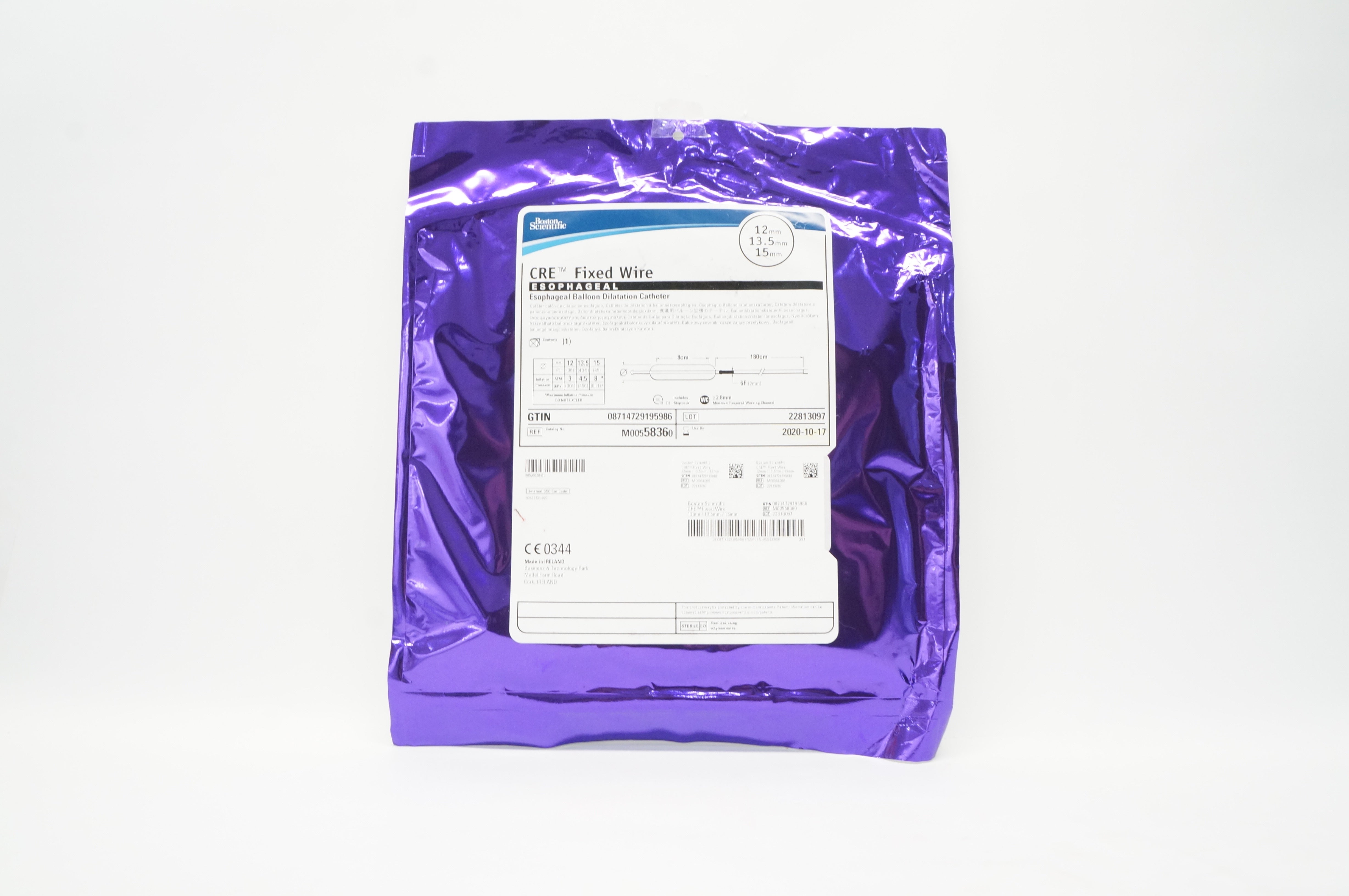 Boston Scientific 58365 CRE Fixed Wire Esophageal Cath. 12mmx13.5mmx15mm(x)