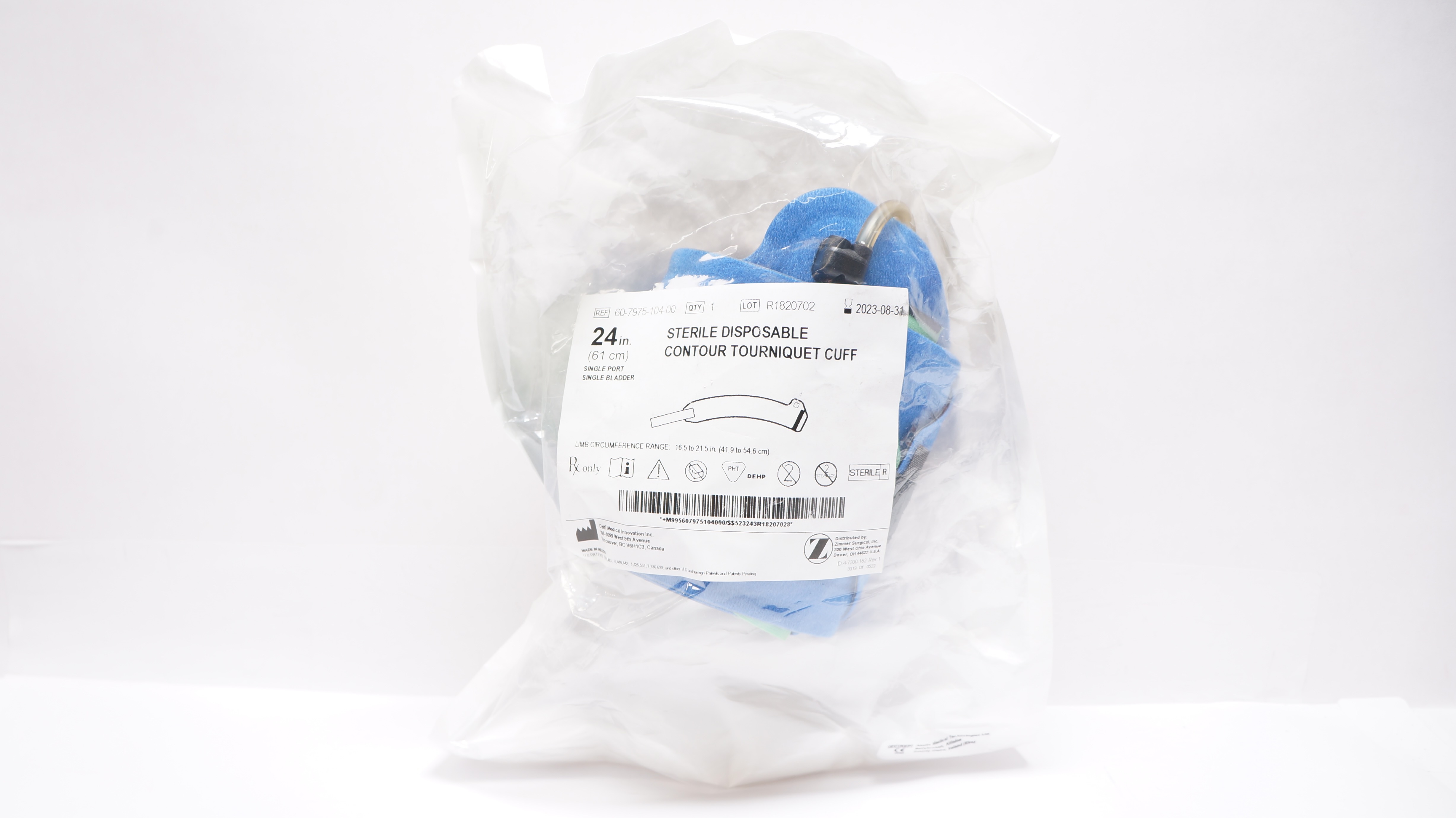 Delfi Medical 60-7975-104-00 Zimmer Disposable Contour Tourniquet Cuff 24inch(x)