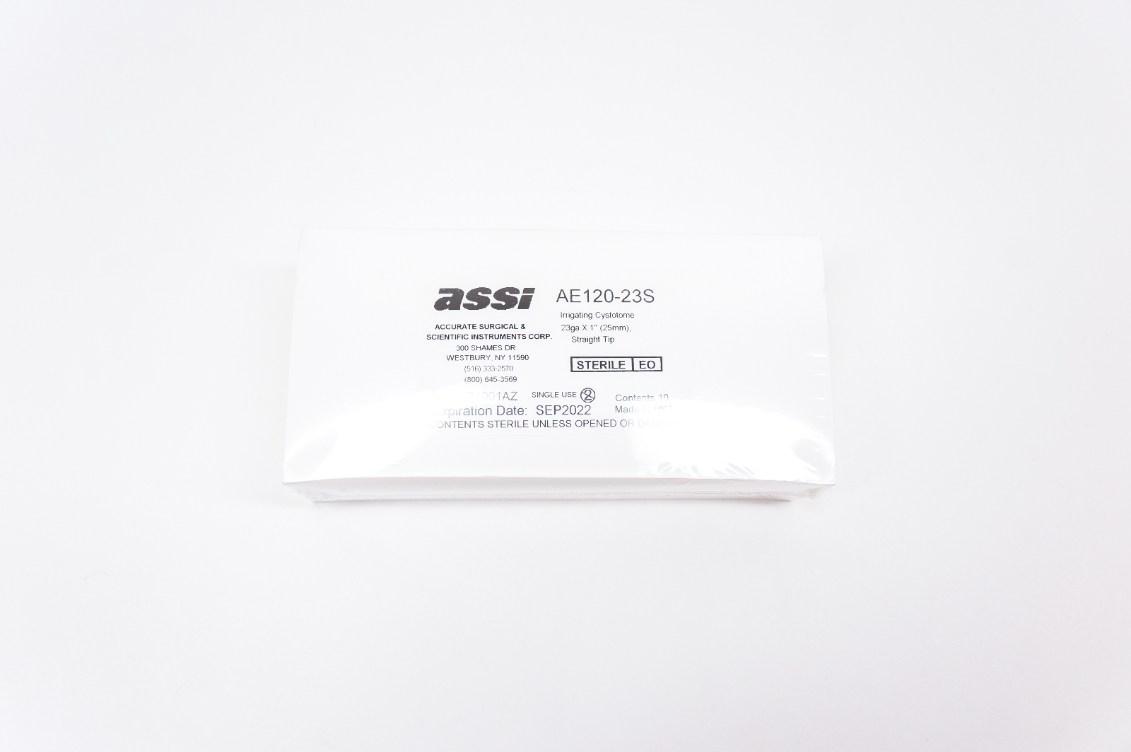 ASSI AE120-23S Irrigating Cystotome 23ga x 1 inch - Pack of 2 Box of 10