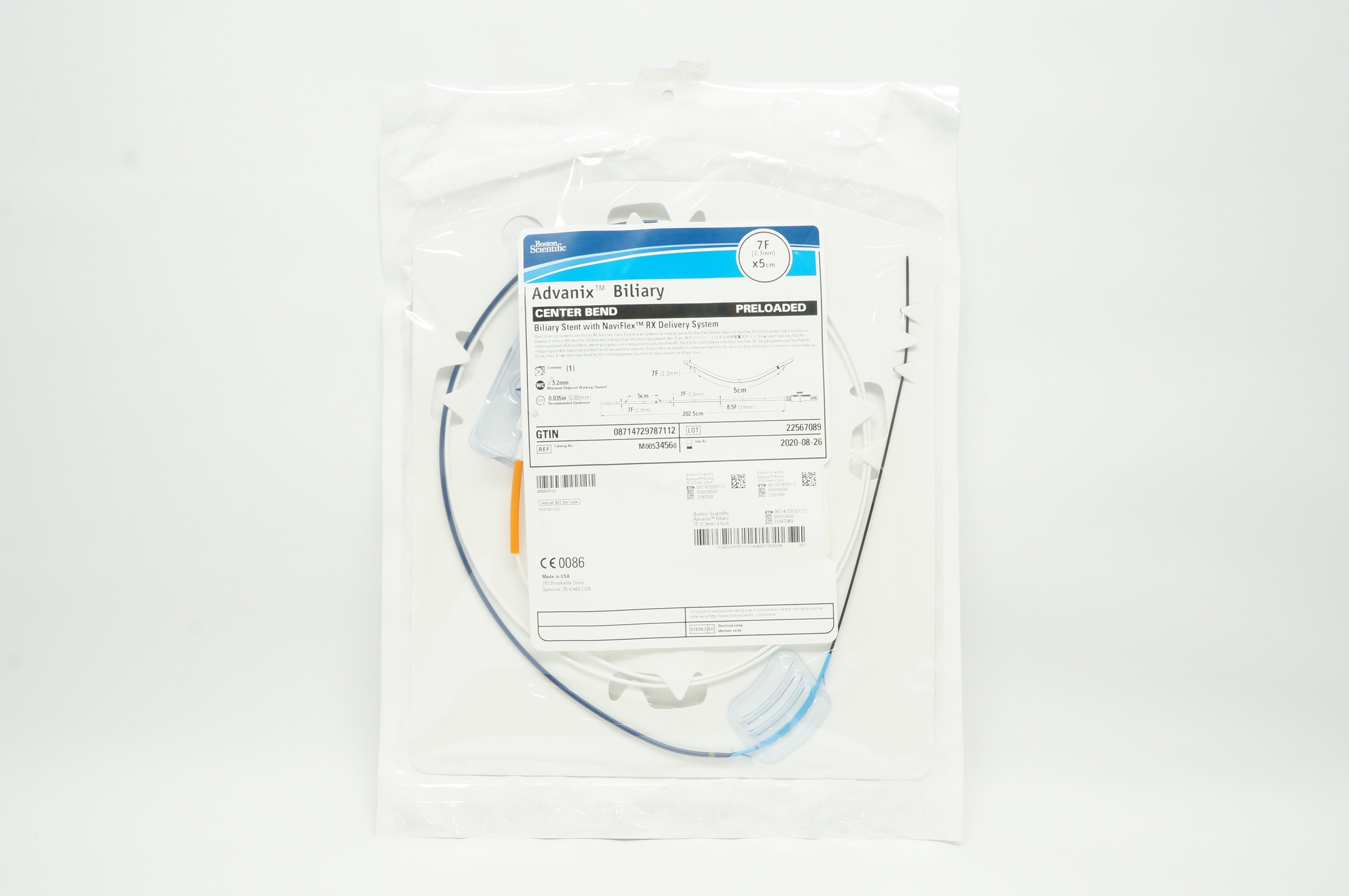 Boston Scientific M00534560  Biliary Stnt., RX Delivery System 7F x 5cm (x)