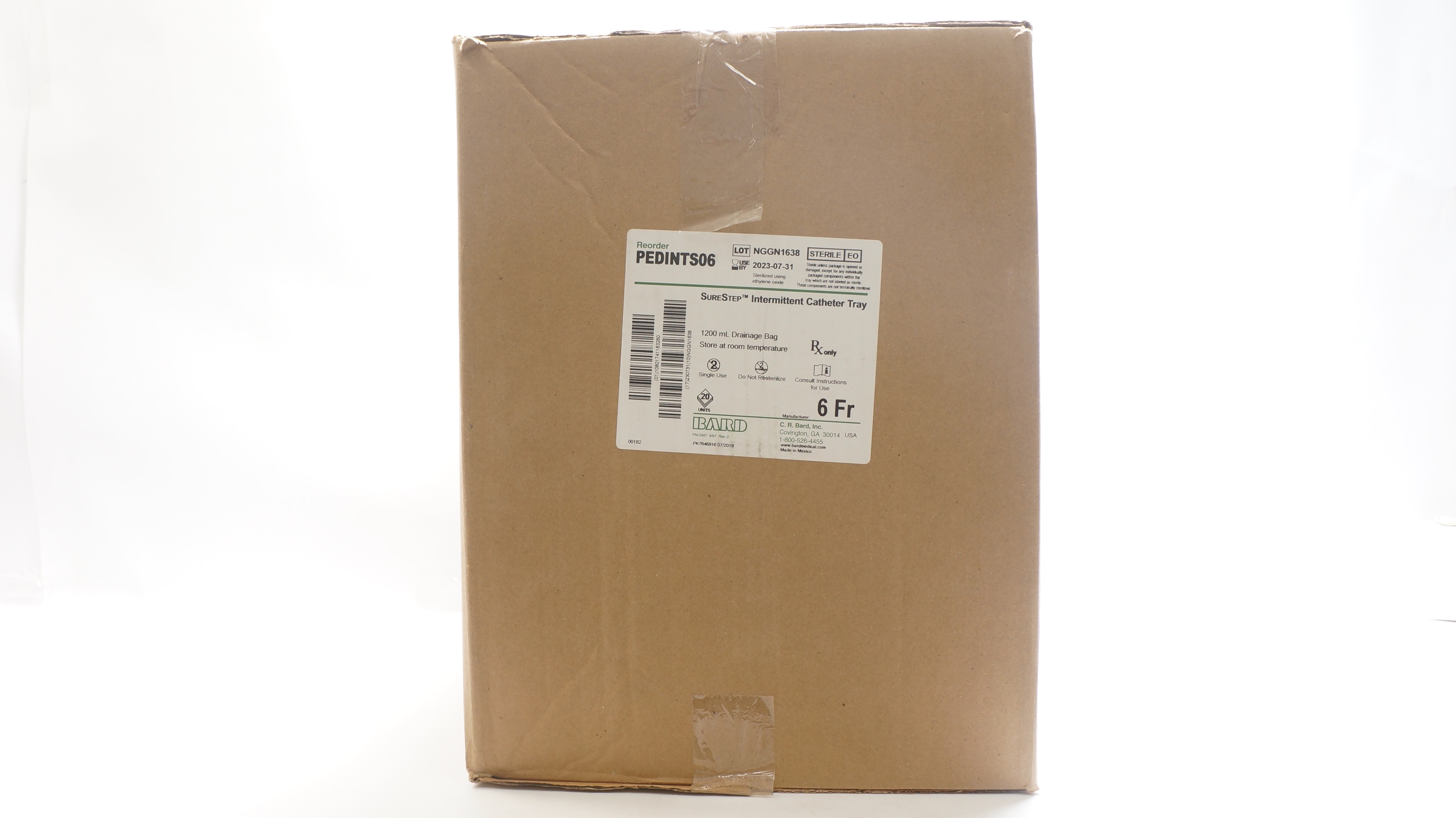 Bard PEDINTS06 SureStep Intermittent Cath.Tray, Drainage Bag,6Fr (x) - Box of 20