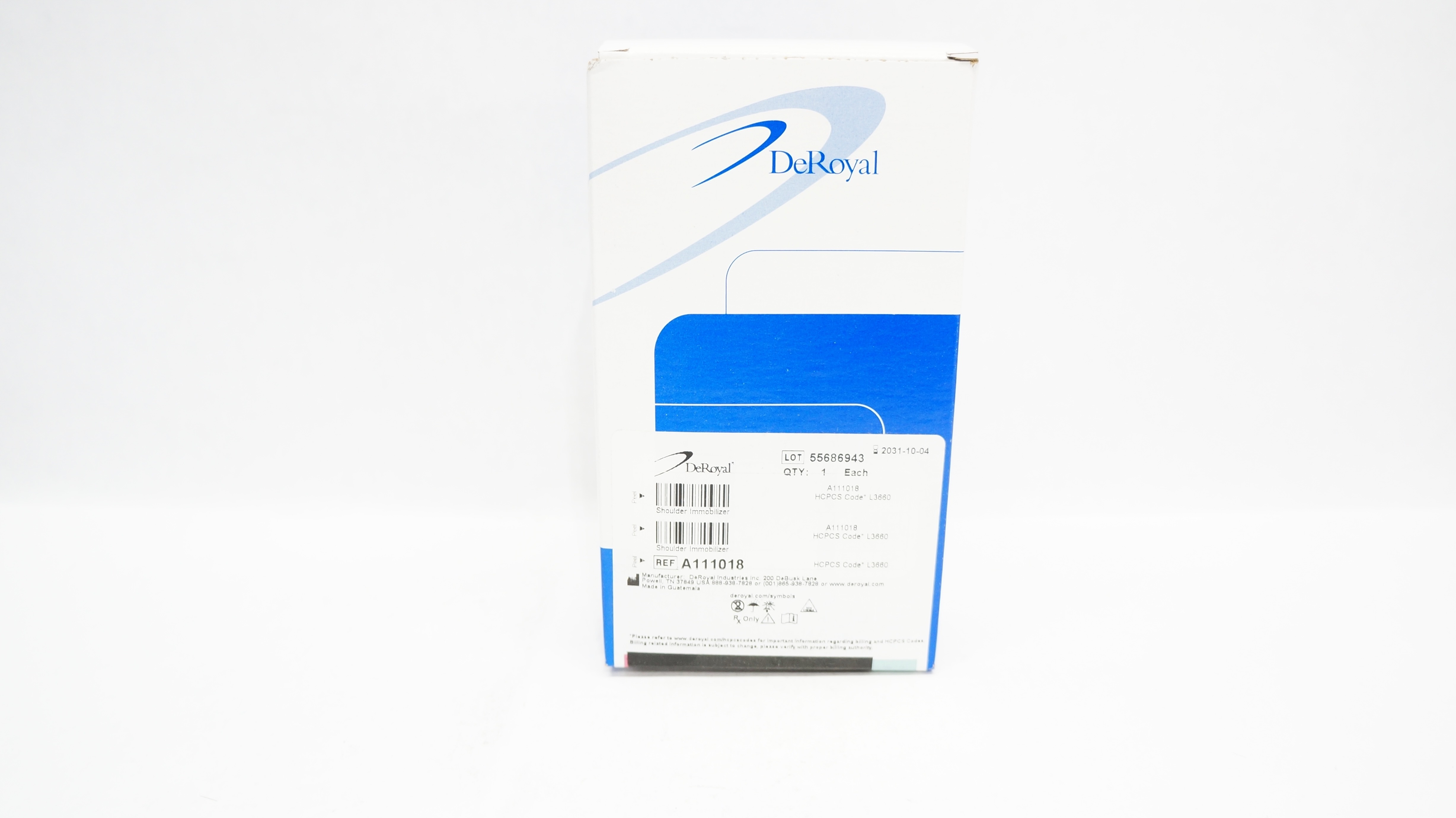 DeRoyal A111018 Shoulder Immobilizer w/Foam Waist Strap, X Large