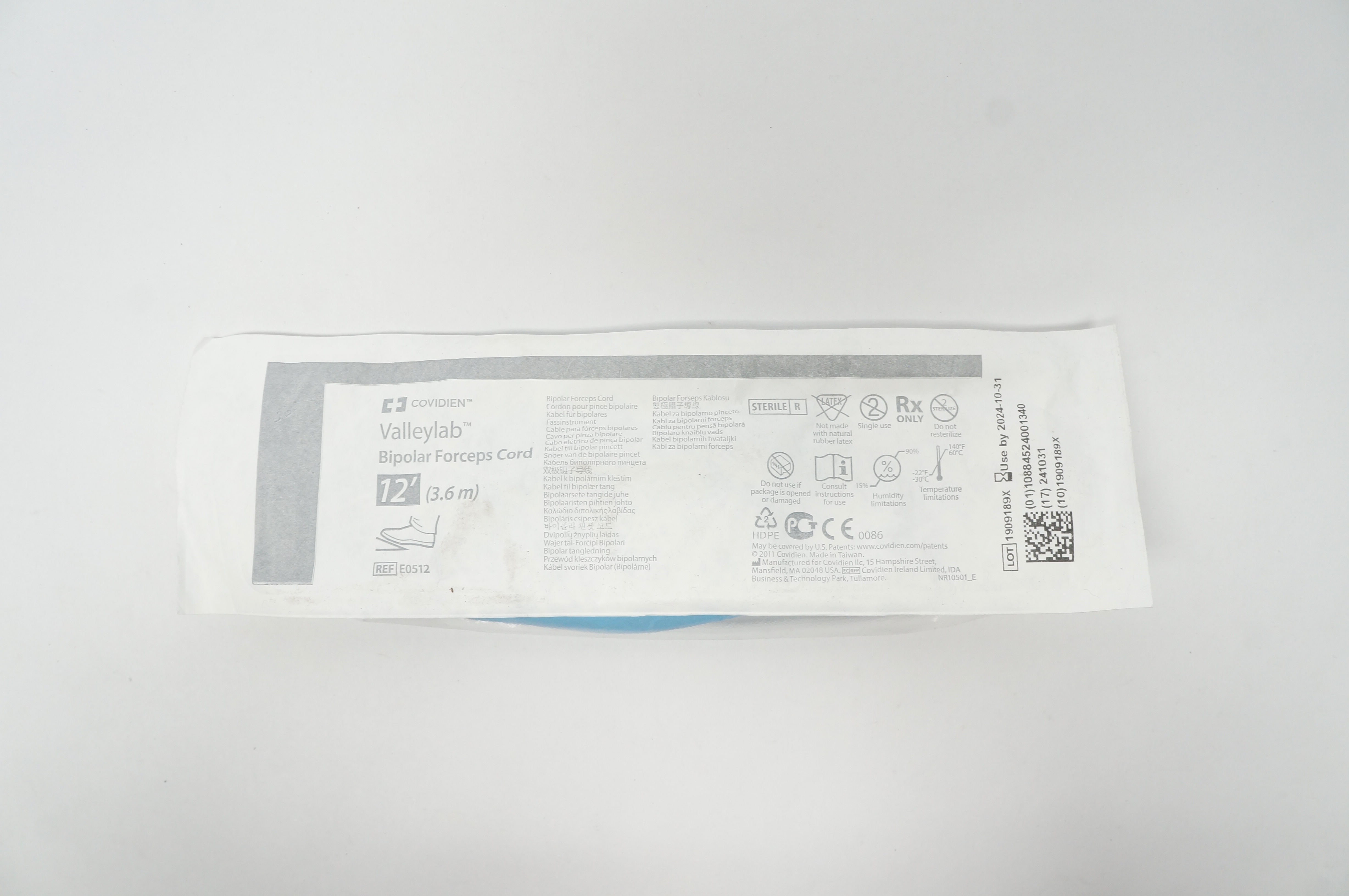 Covidien E0512 Valleylab Bipolar Forceps Cord 12ft