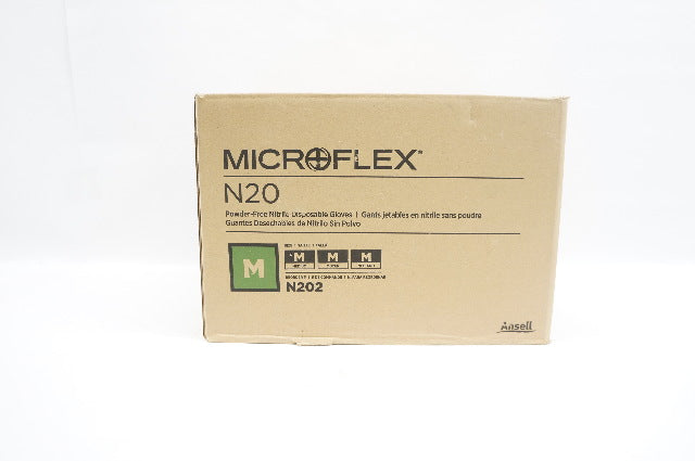 Ansell N202 Microflex N20 Nitrile Disposable Gloves, Medium - Box of 1000