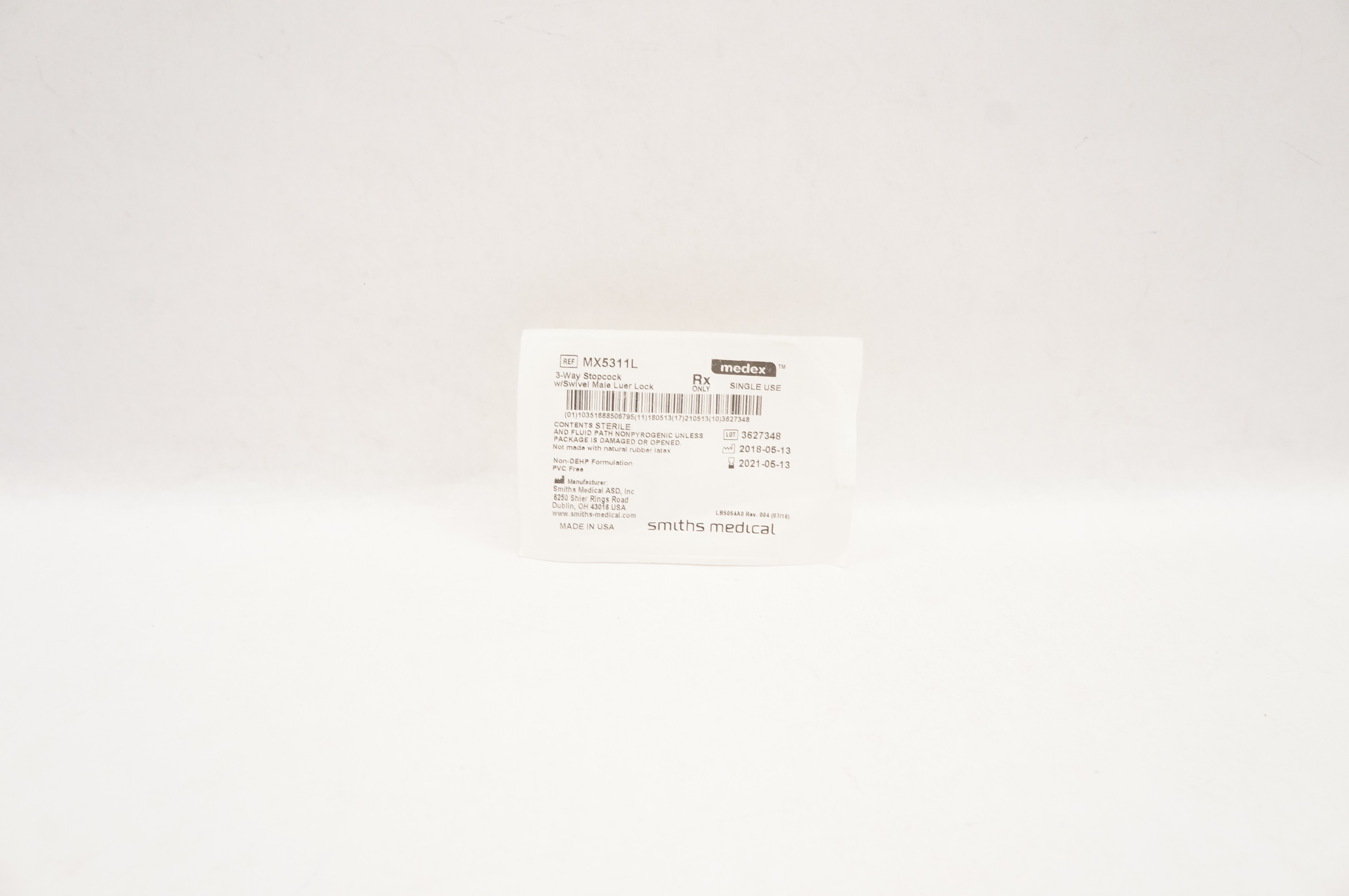 Smiths Medical MX5311L Medex 3-Way Stopcock with Swivel Male Luer Lock (x)