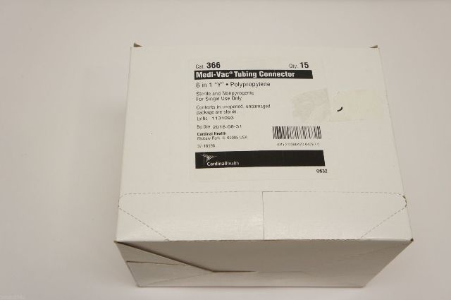 Cardinal Health Medi-Vac 366 Tubing Connector ~ Box of 15