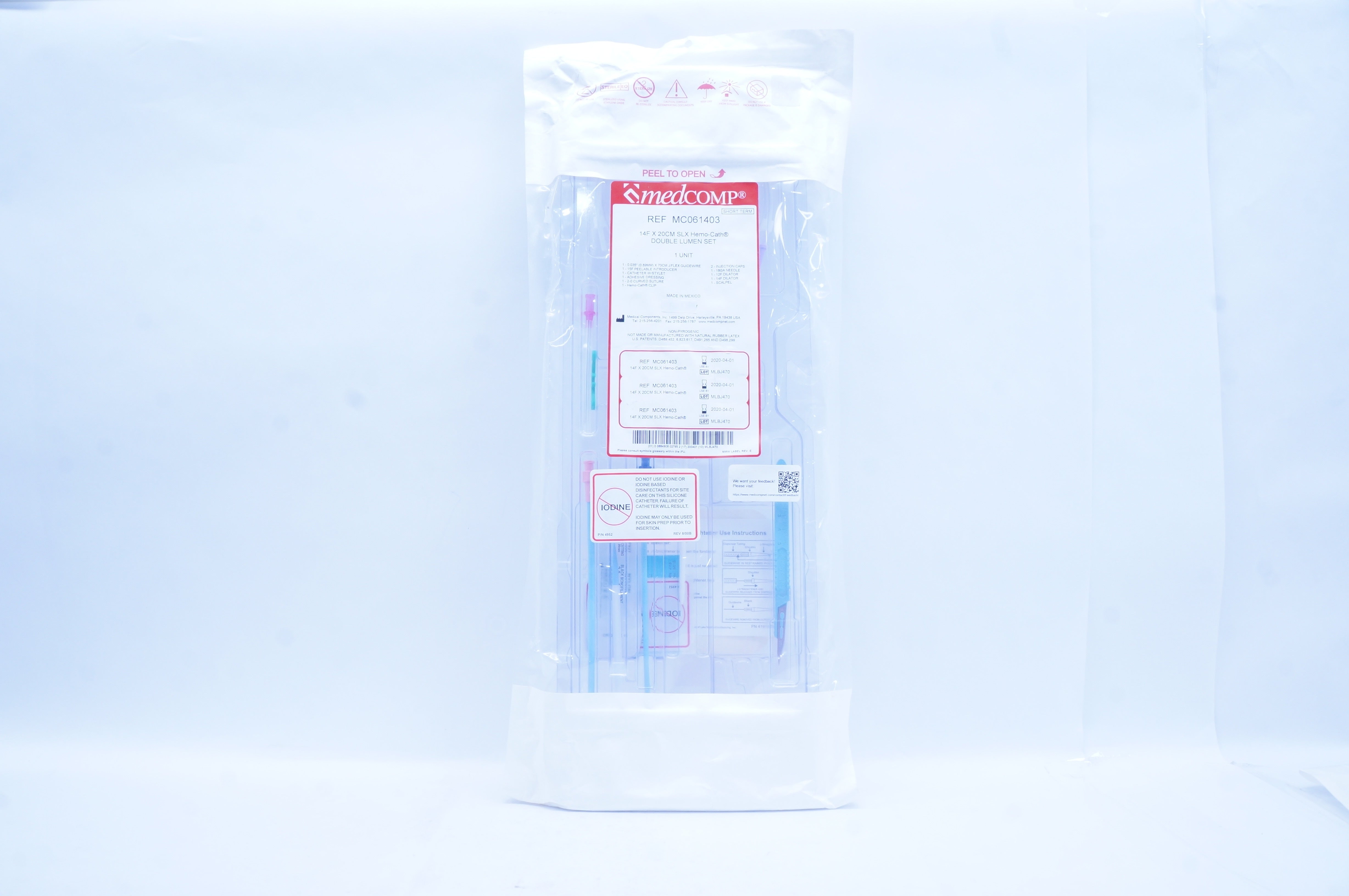 Medcomp MC061403 SLX Hemo-Cath Double Lumen Set 14F x 20cm (x)