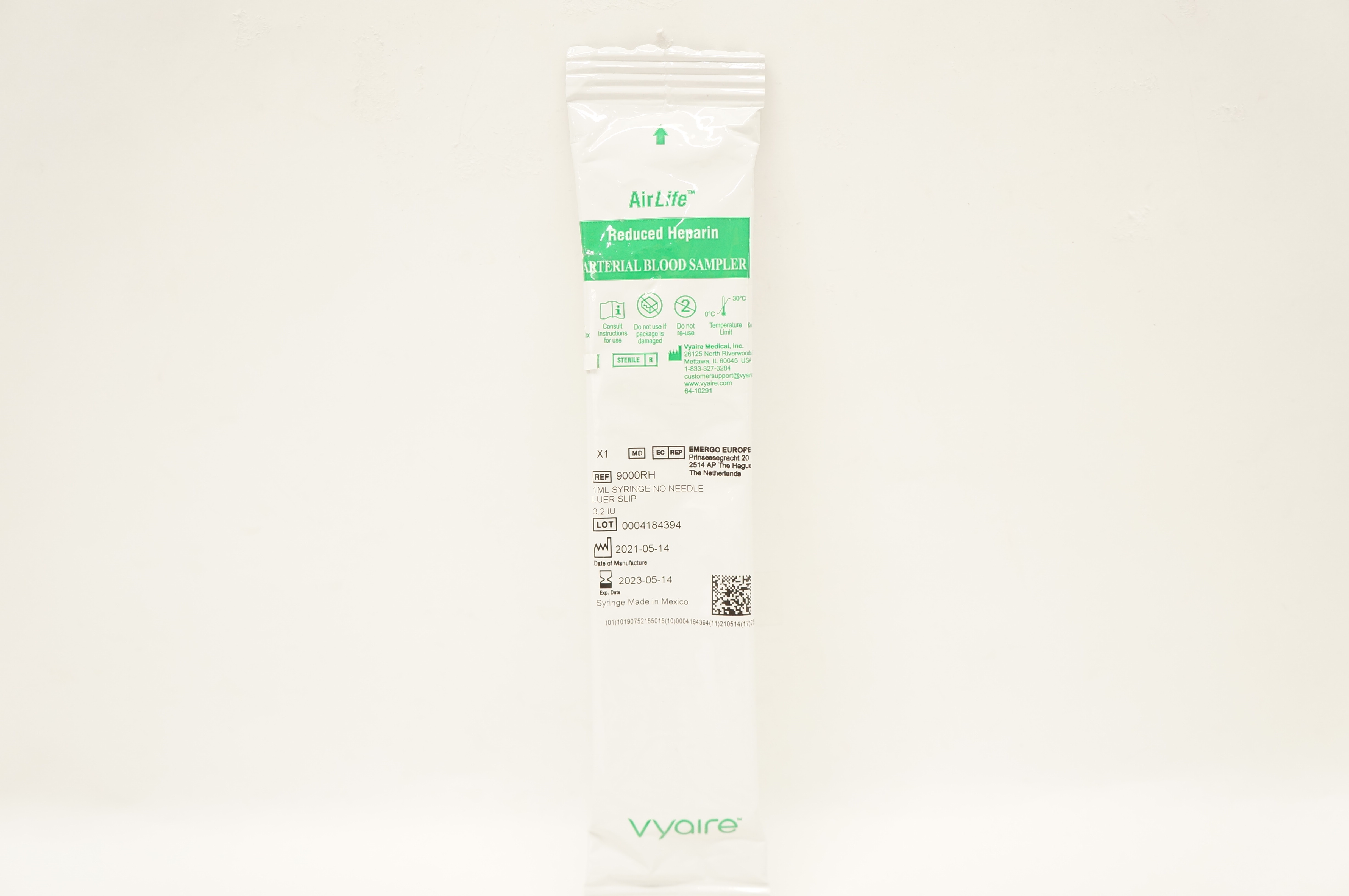 Vyaire 9000RH Airlife Reduced Heparin Arterial Blood Sampler