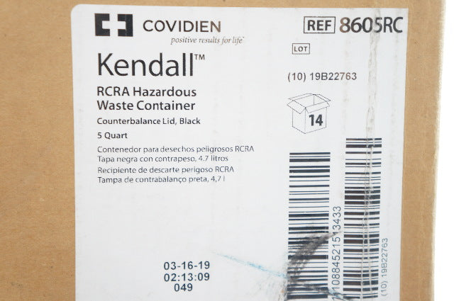 Covidien 8605RC Kendall RCRA Hazardous Waste Container 5 Quart - Box of 14